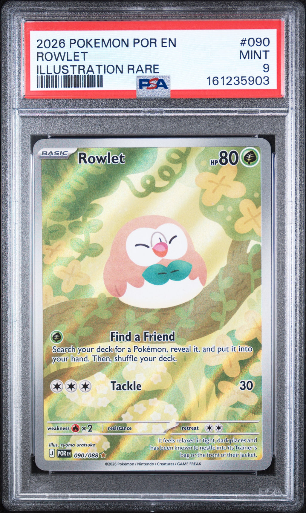 Rowlet Illustration Rare Pokemon Por En-Perfect Order 090/088 PSA 9