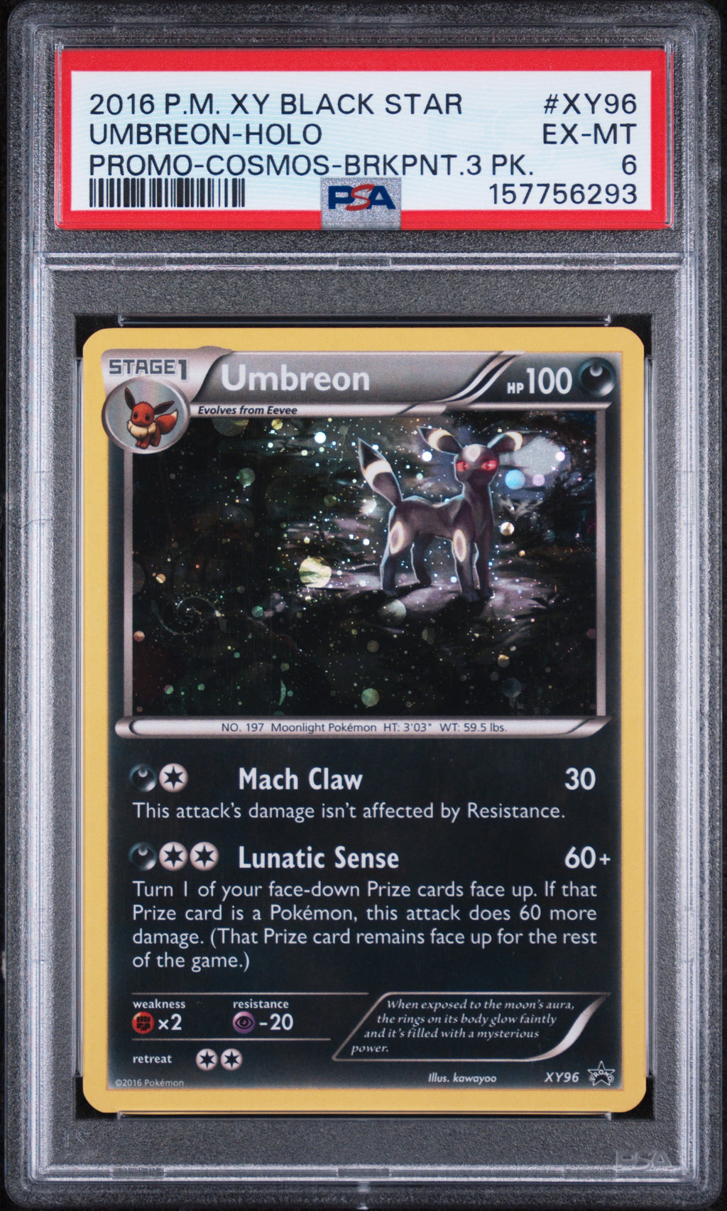 Umbreon Holo Promo Cosmos Pokemon XY96 PSA 6