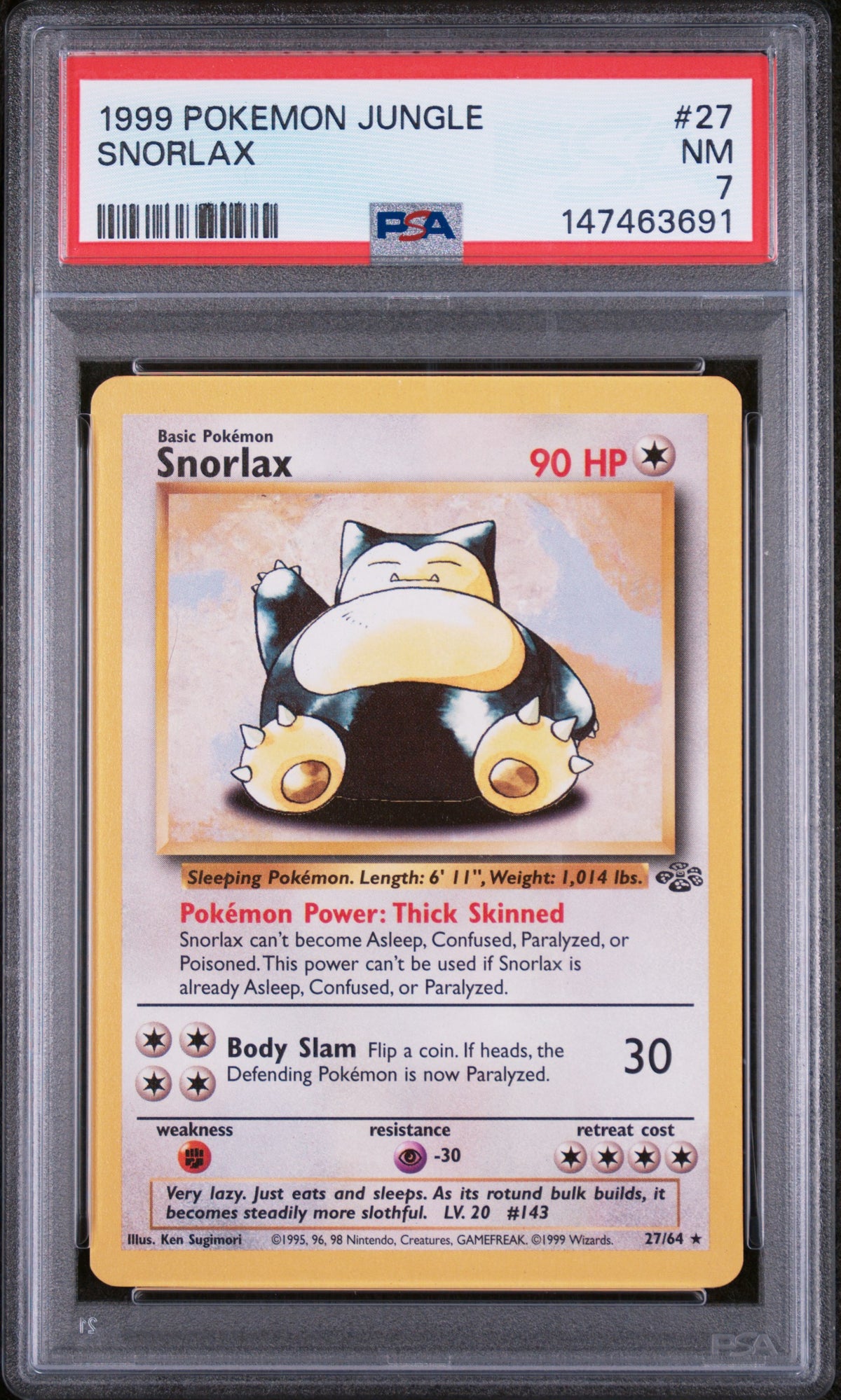 Snorlax Pokemon Jungle 27/64 PSA 7