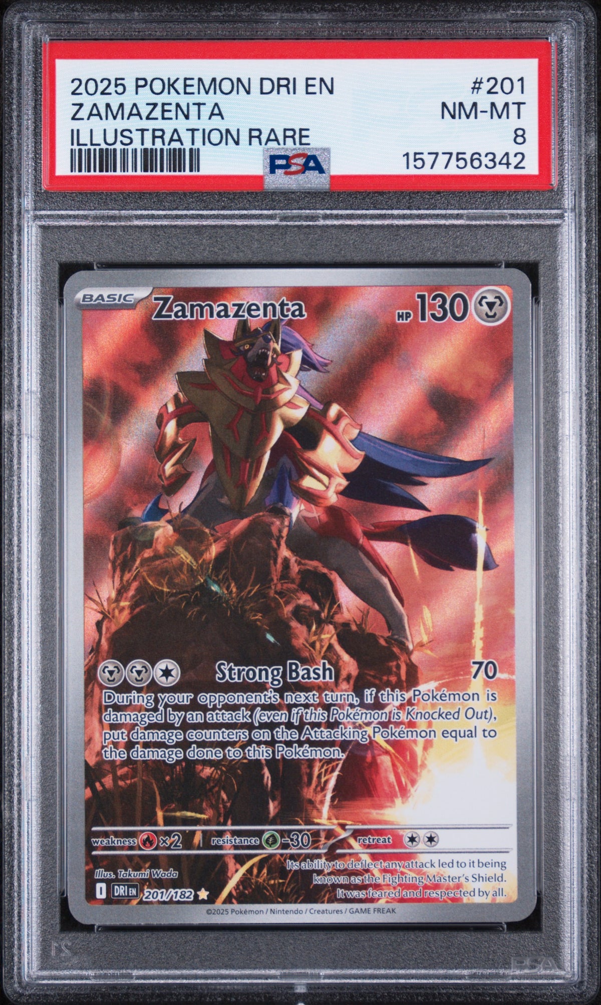 Zamazenta Illustration Rare Pokemon Dri En-Destined Rivals 201/182 PSA 8