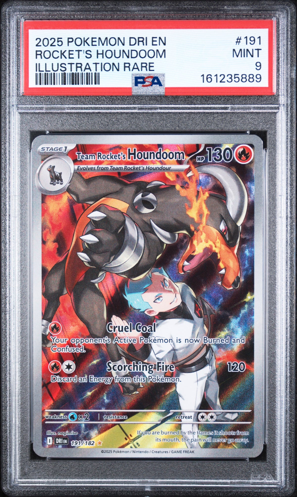 Rocket's Houndoom Illustration Rare Pokemon Dri En-Destined Rivals 191/182 PSA 9