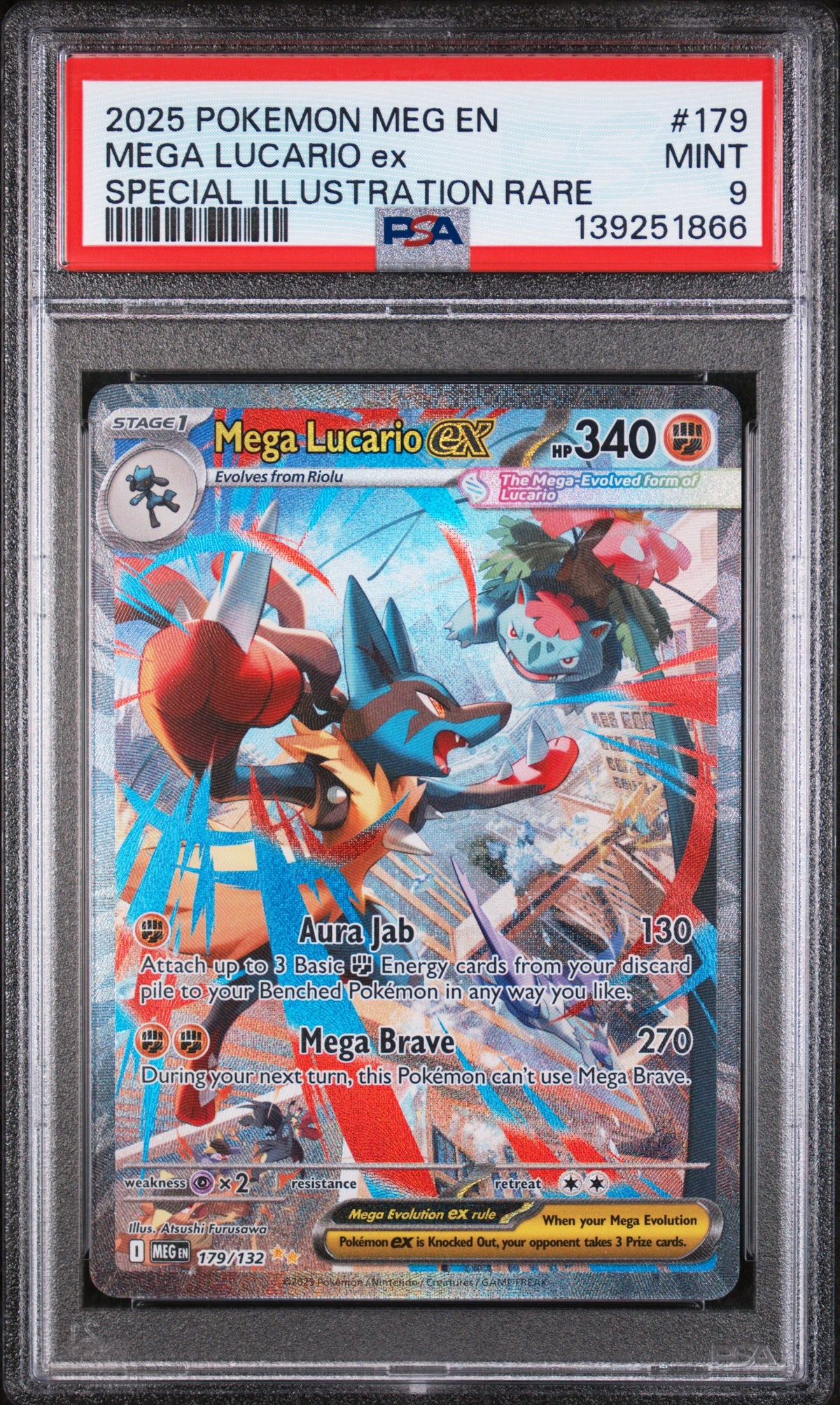 Mega Lucario Ex Special Illustration Rare Pokemon Mega Evolution 179/132 PSA 9