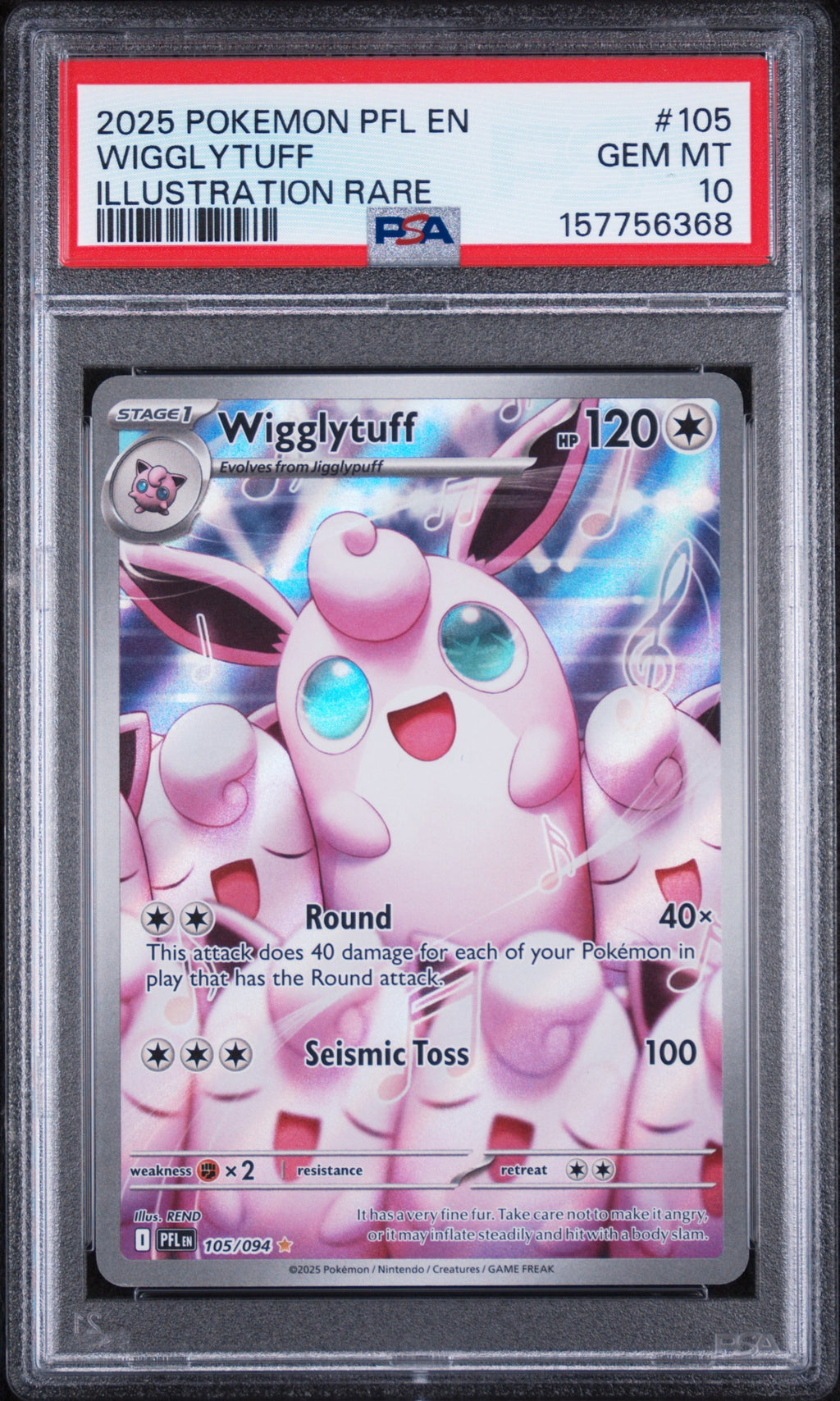 Wigglytuff Illustration Rare Pokemon Pfl En-Phantasmal Flames 105/094 PSA 10