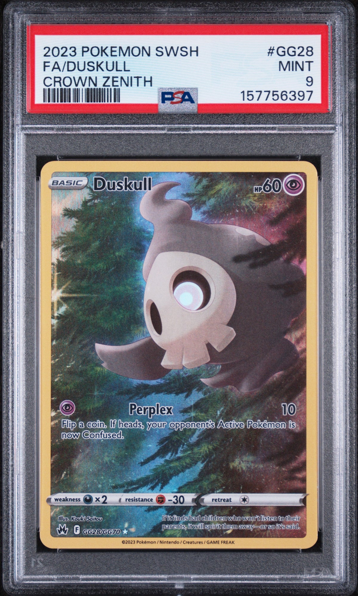 Duskull Pokemon Sword And Shield Crown Zenith GG28/GG70 PSA 9