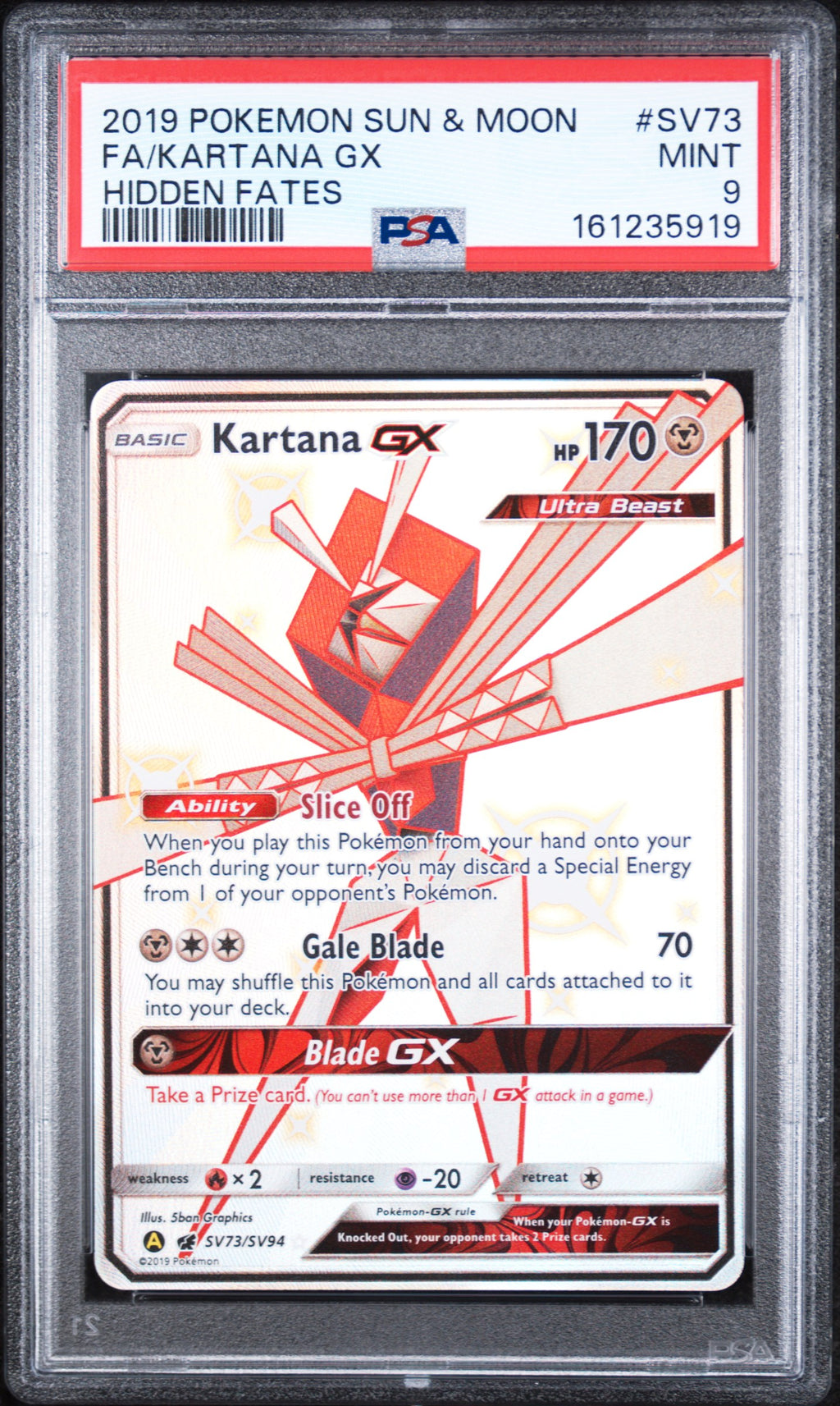 Kartana Gx Pokemon Sun & Moon Hidden Fates SV73/SV94 PSA 9