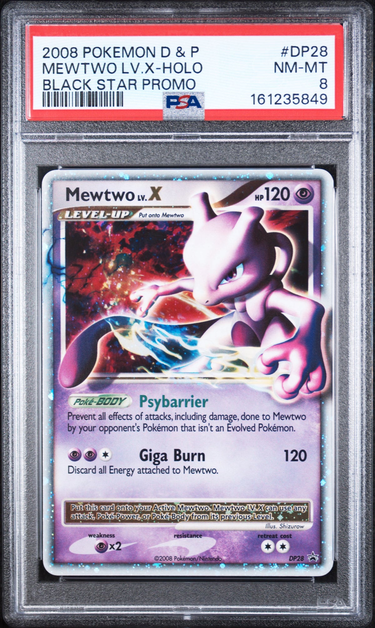 Mewtwo Lv.X Holo Pokemon Diamond & Pearl Black Star Promo DP28 PSA 8