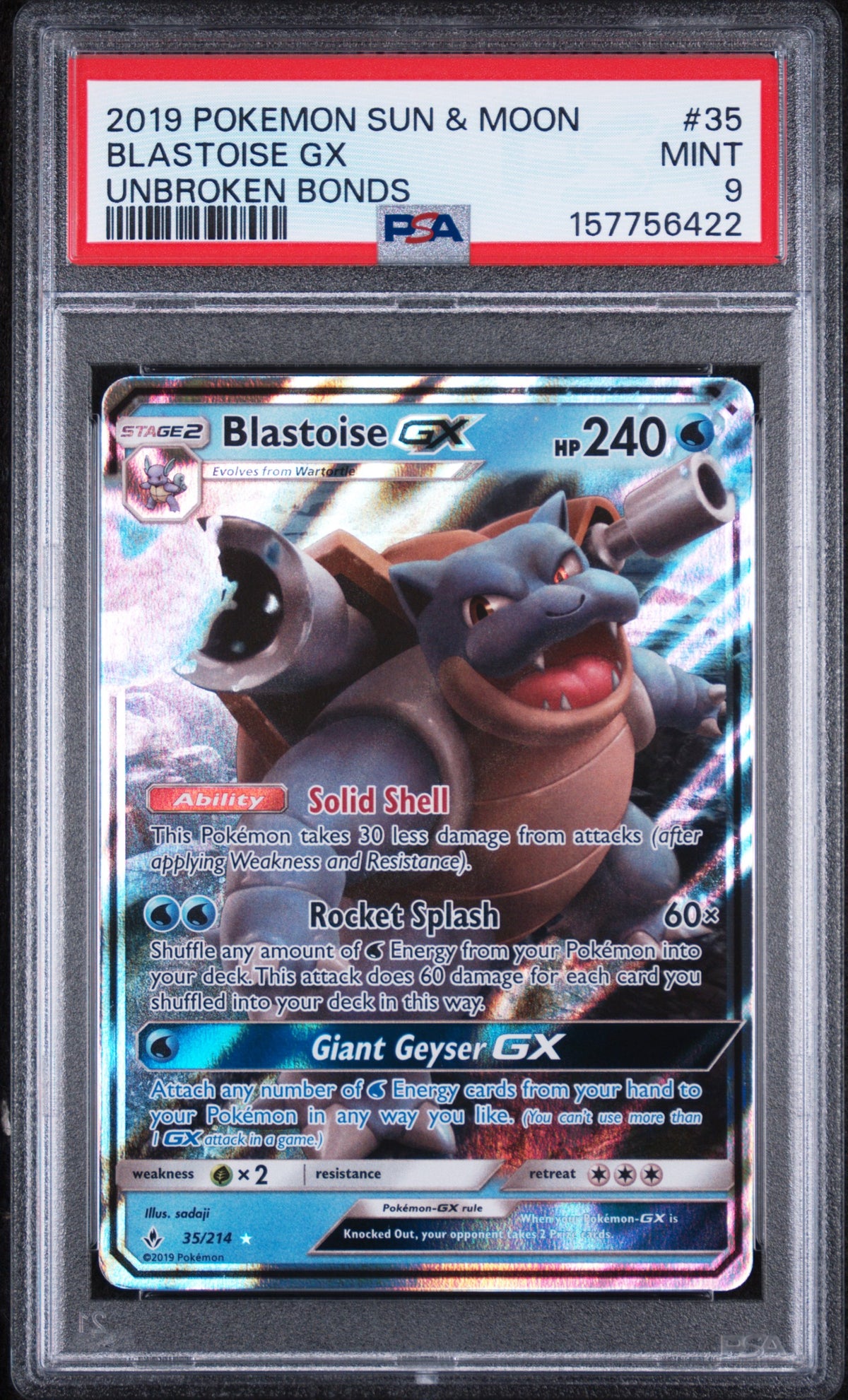 Blastoise Gx Pokemon Sun & Moon Unbroken Bonds 35/214 PSA 9