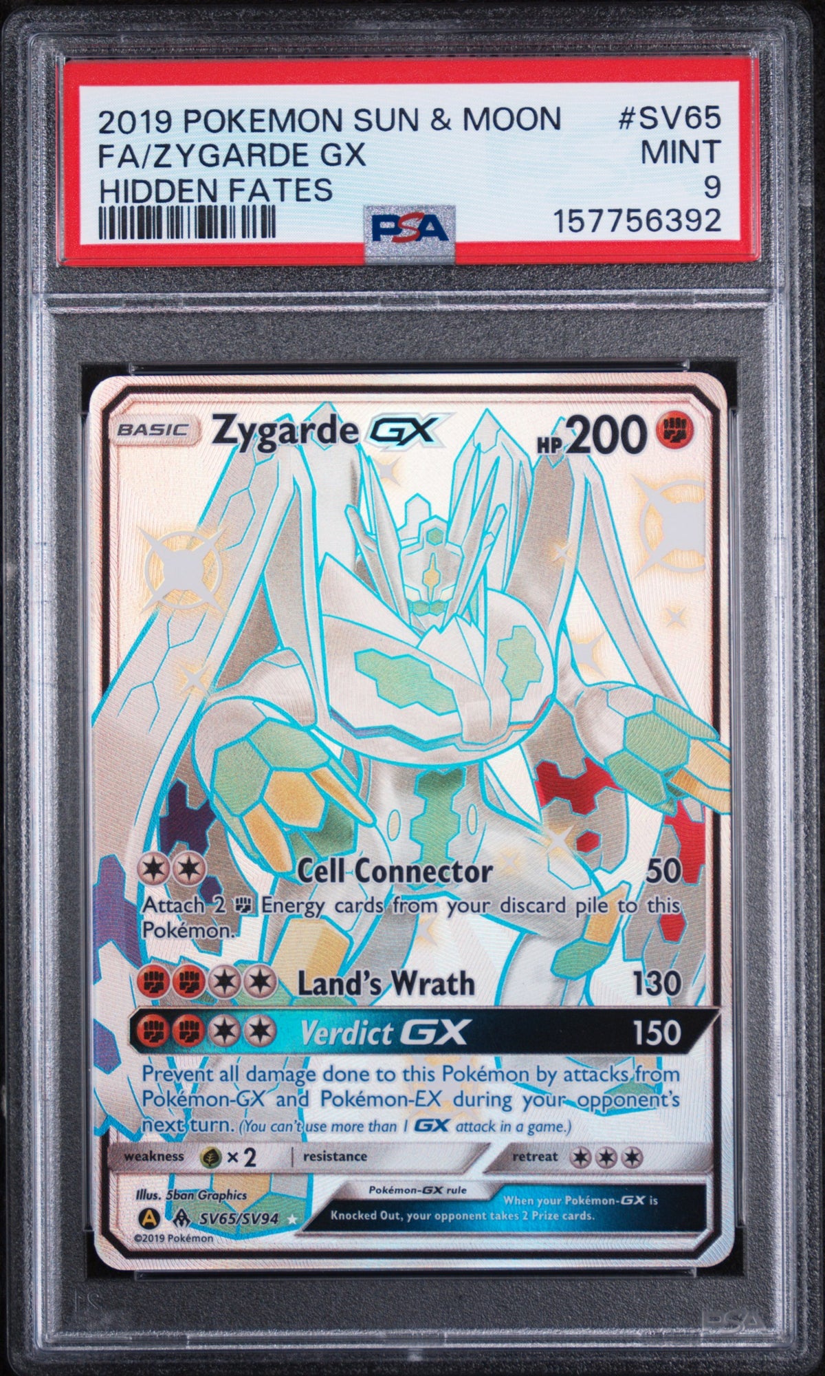 Zygarde Gx Pokemon Sun & Moon Hidden Fates SV65/SV94 PSA 9