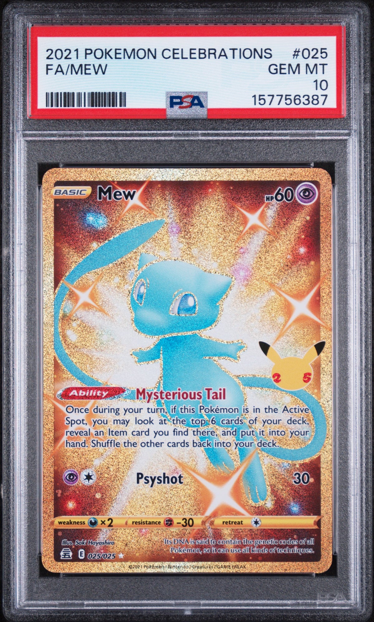 Mew Pokemon Celebrations Gold Secret Rare 025/025 PSA 10
