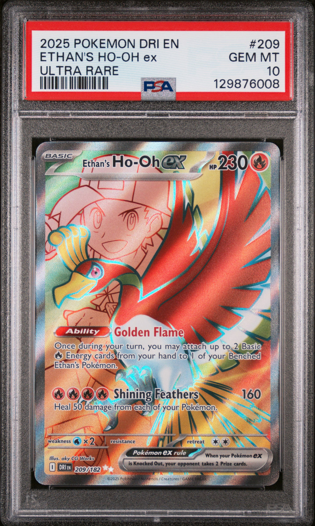 Ethan's Ho-Oh Ex Ultra Rare Pokemon Dri En-Destined Rivals 209/182 PSA 10
