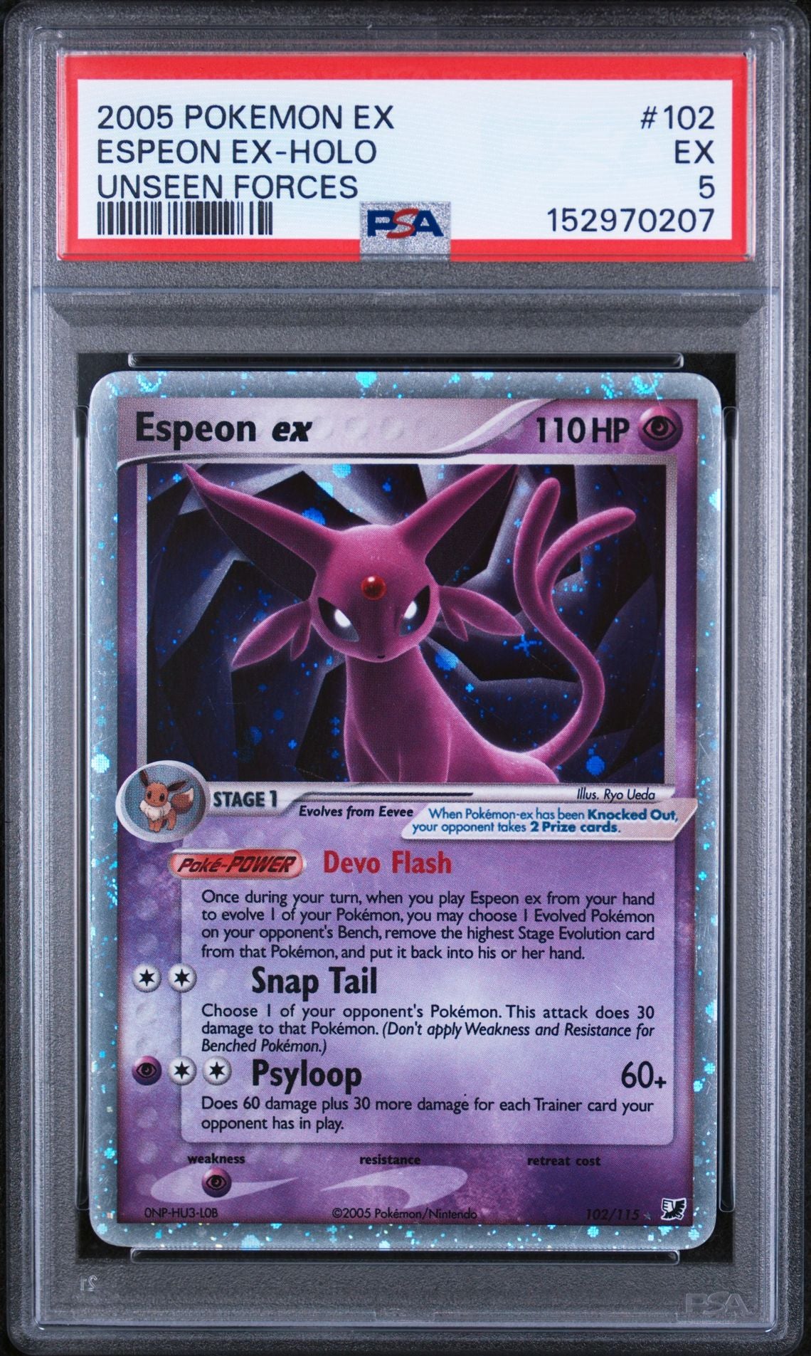 Espeon Ex Holo Pokemon Ex Unseen Forces 102/115 PSA 5