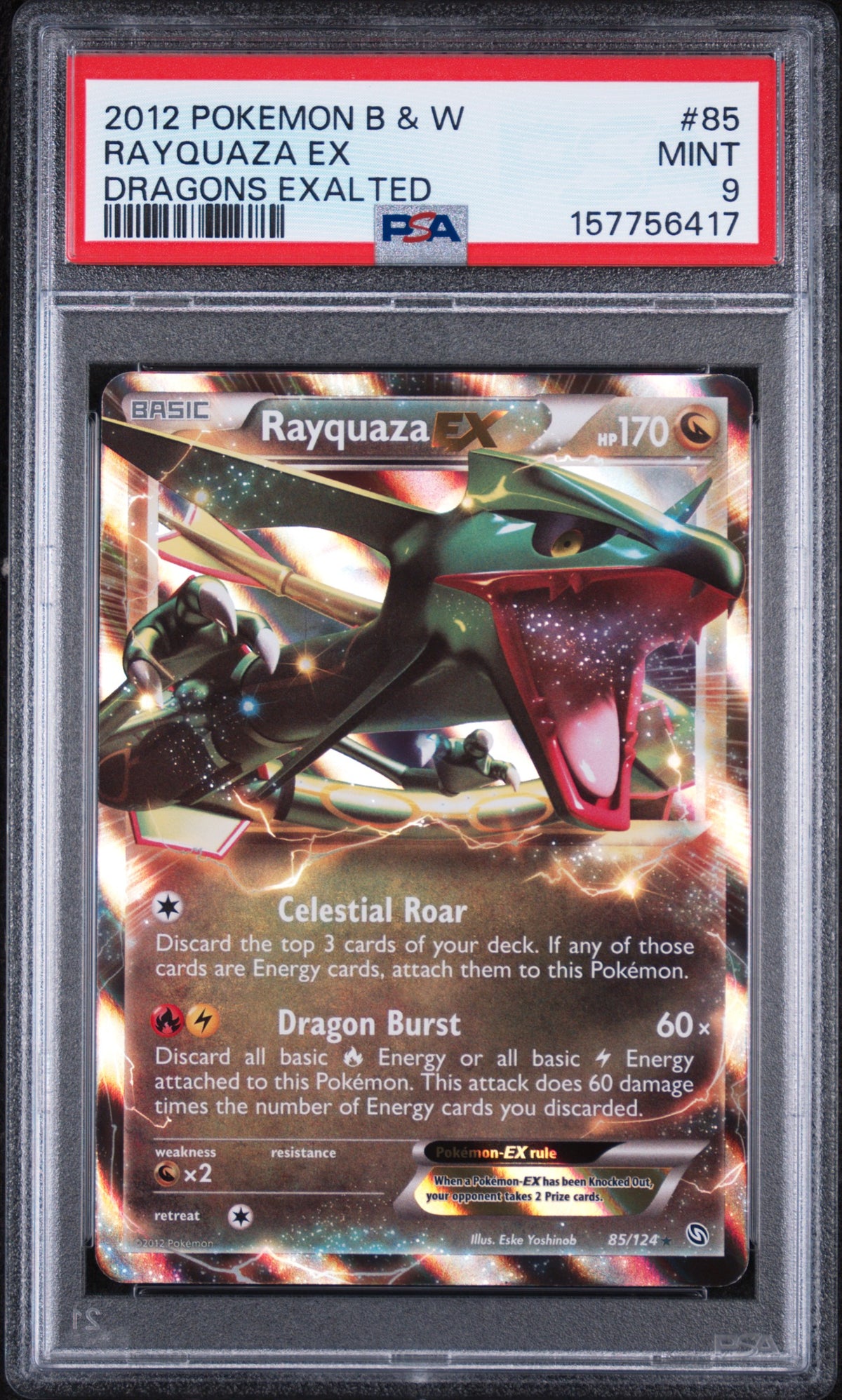 Rayquaza Ex Pokemon Black & White Dragons Exalted 85/124 PSA 9