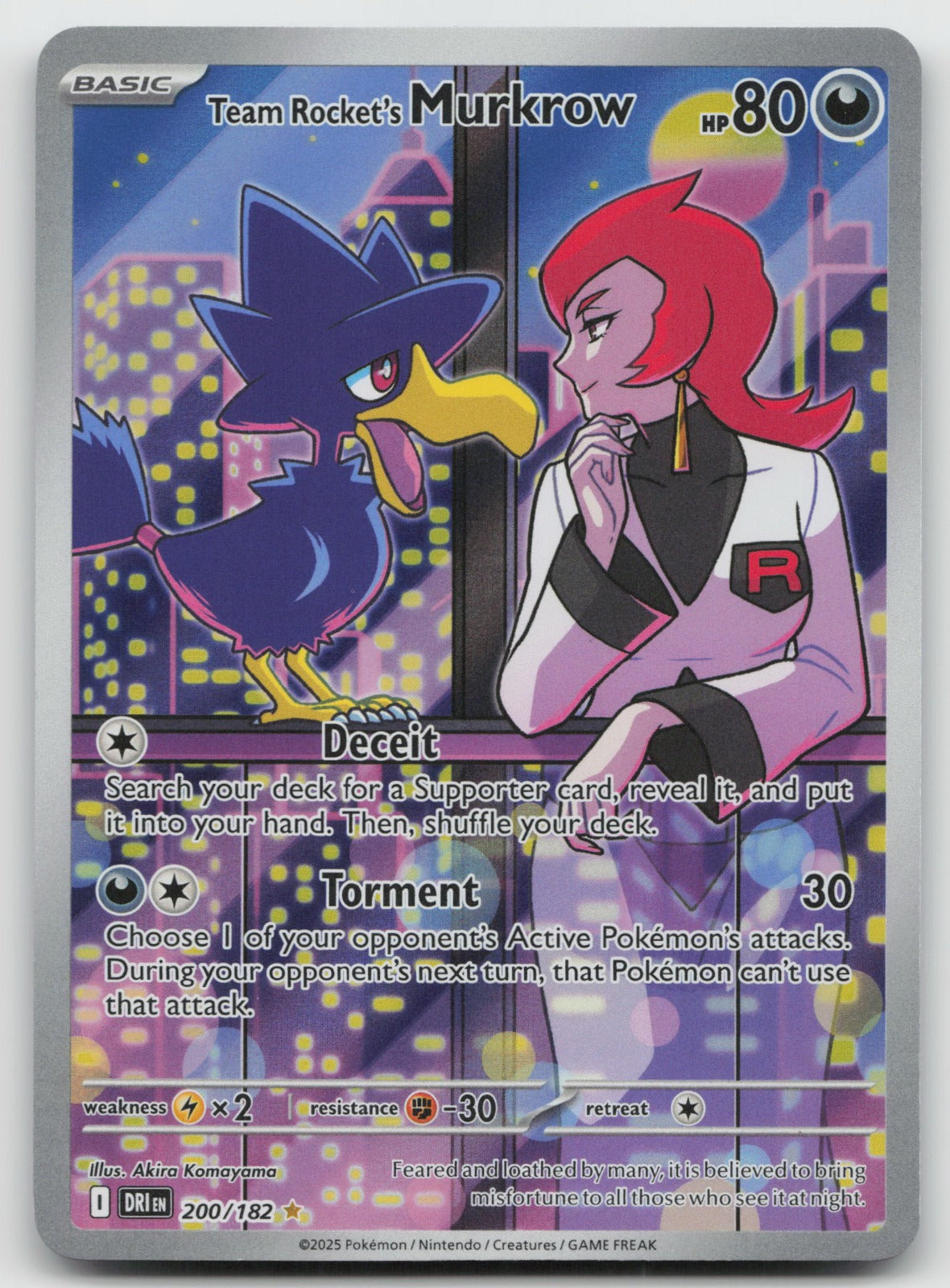 Team Rocket's Murkrow Illustration Rare Holo SV10: Destined Rivals 200/182 NM