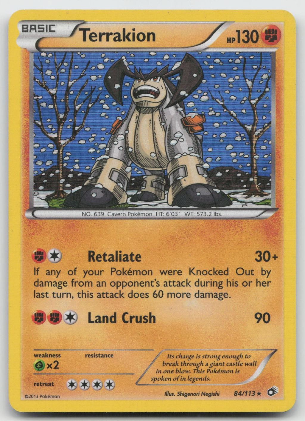 Terrakion Holo Rare Legendary Treasures 84/113 HP