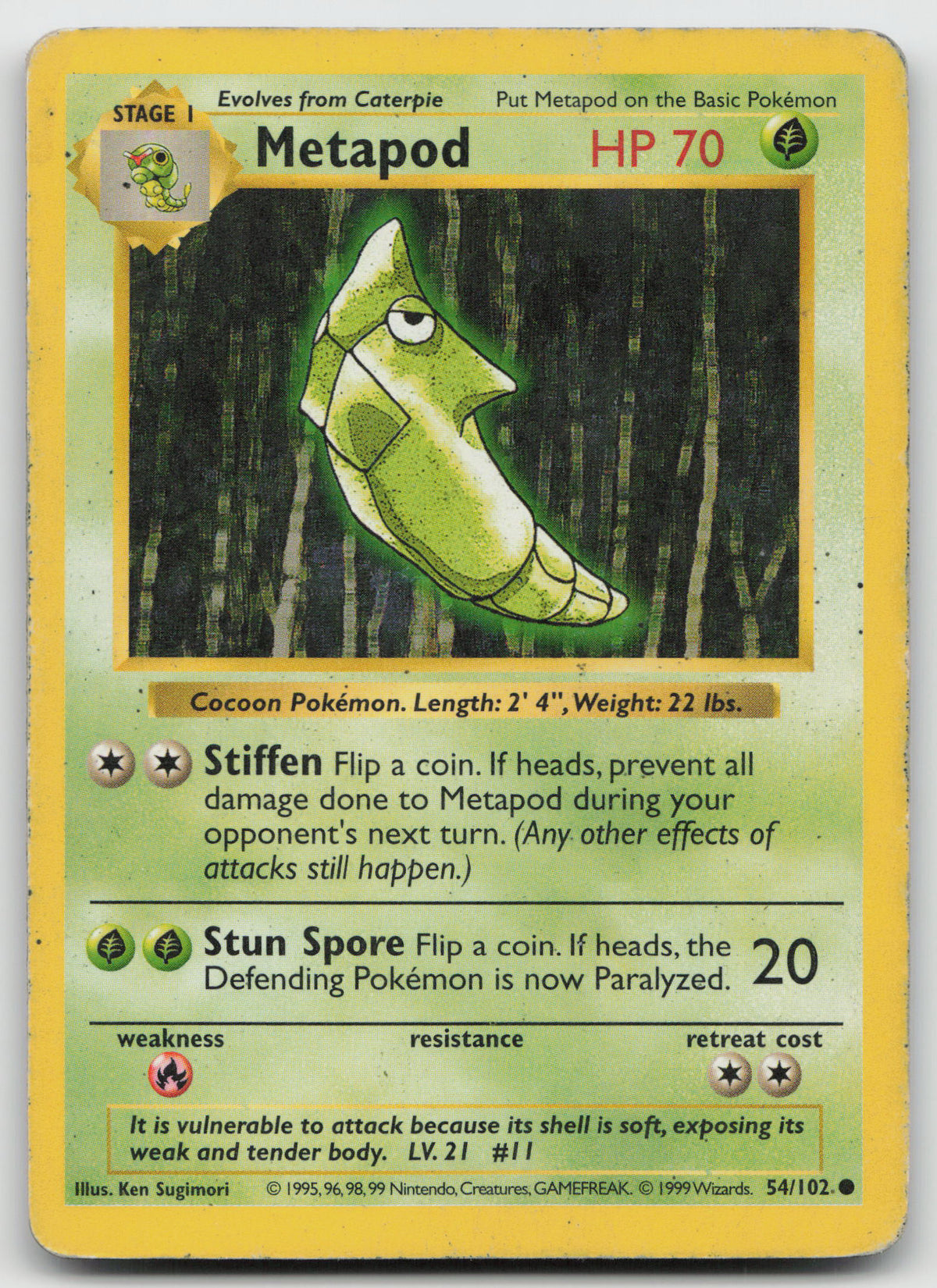 Metapod Common Normal Base Set (Shadowless) 54/102 HP