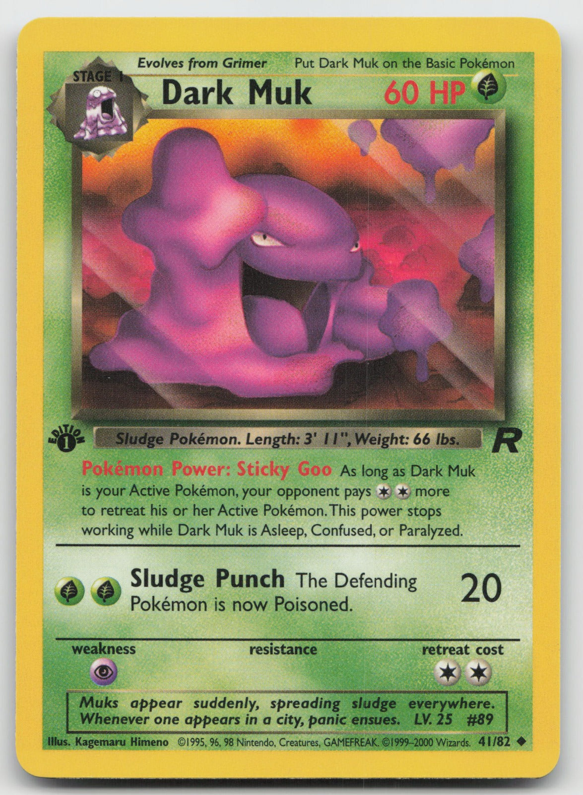 Dark Muk Uncommon 1st Edition Team Rocket 41/82 NM