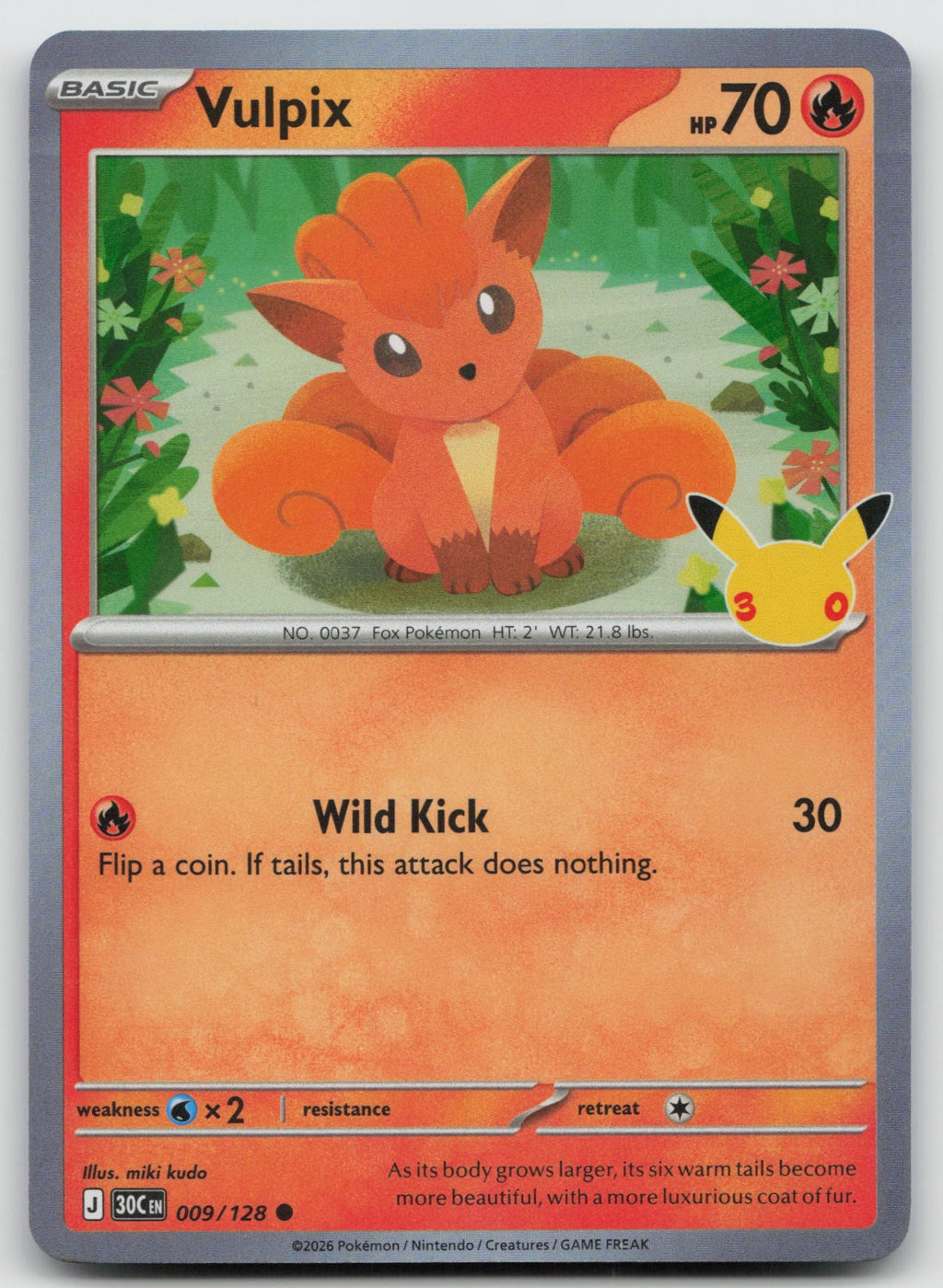Vulpix Holo Common ME: 30th Celebration 009/128 NM