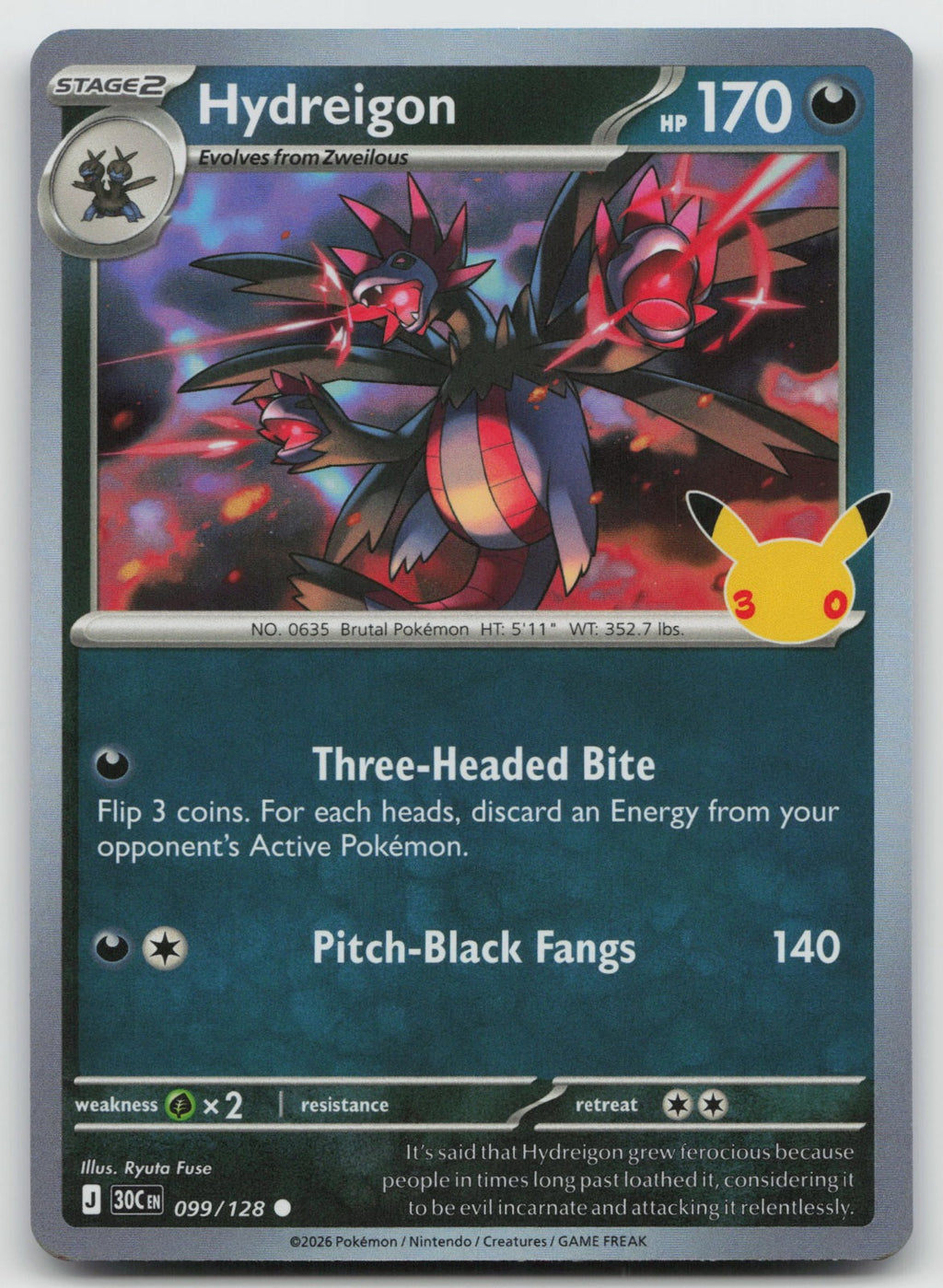 Hydreigon Holo Common ME: 30th Celebration 099/128 NM