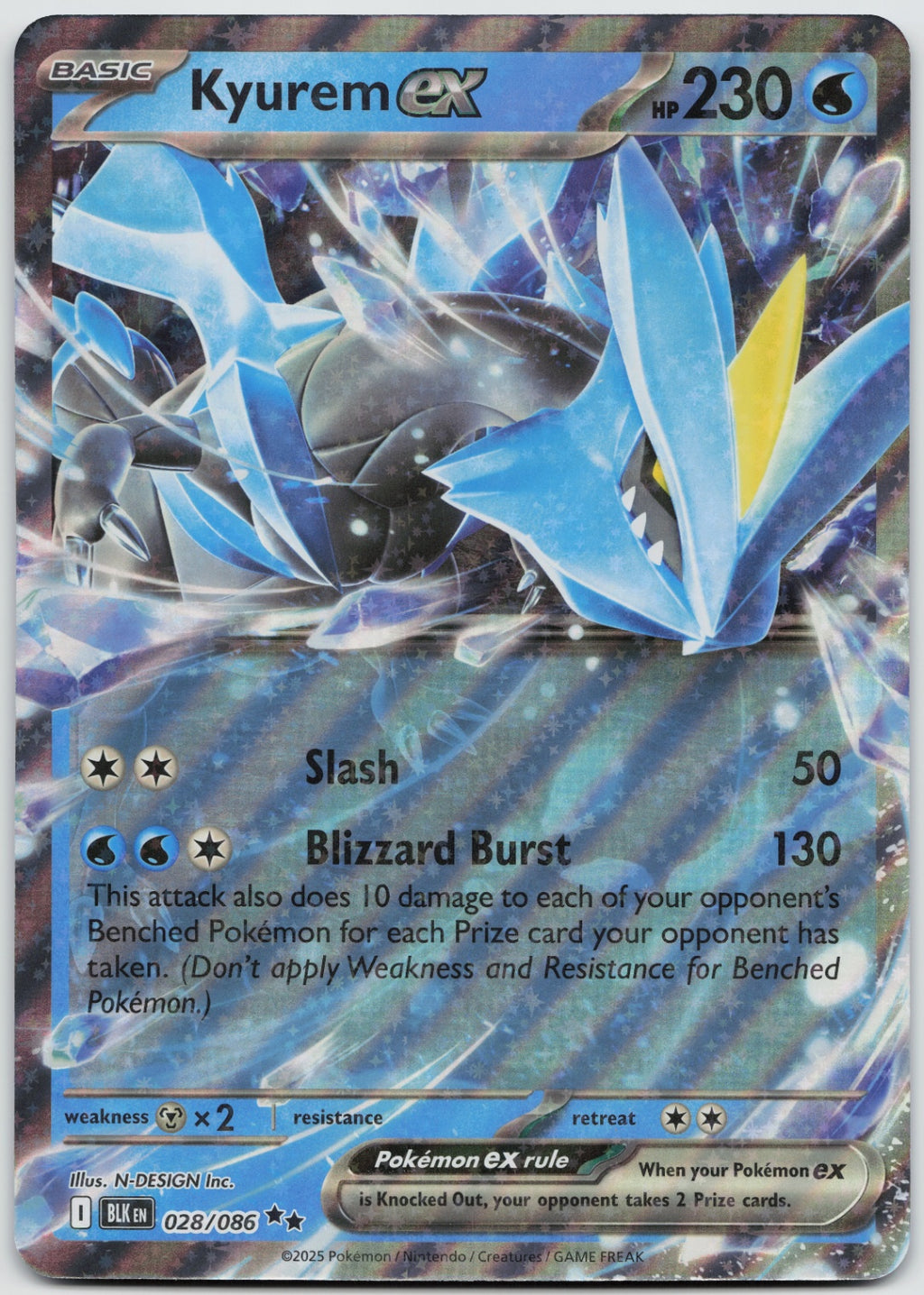 Kyurem ex JUMBO Double Rare Holofoil SV: Black Bolt 028/086 NM