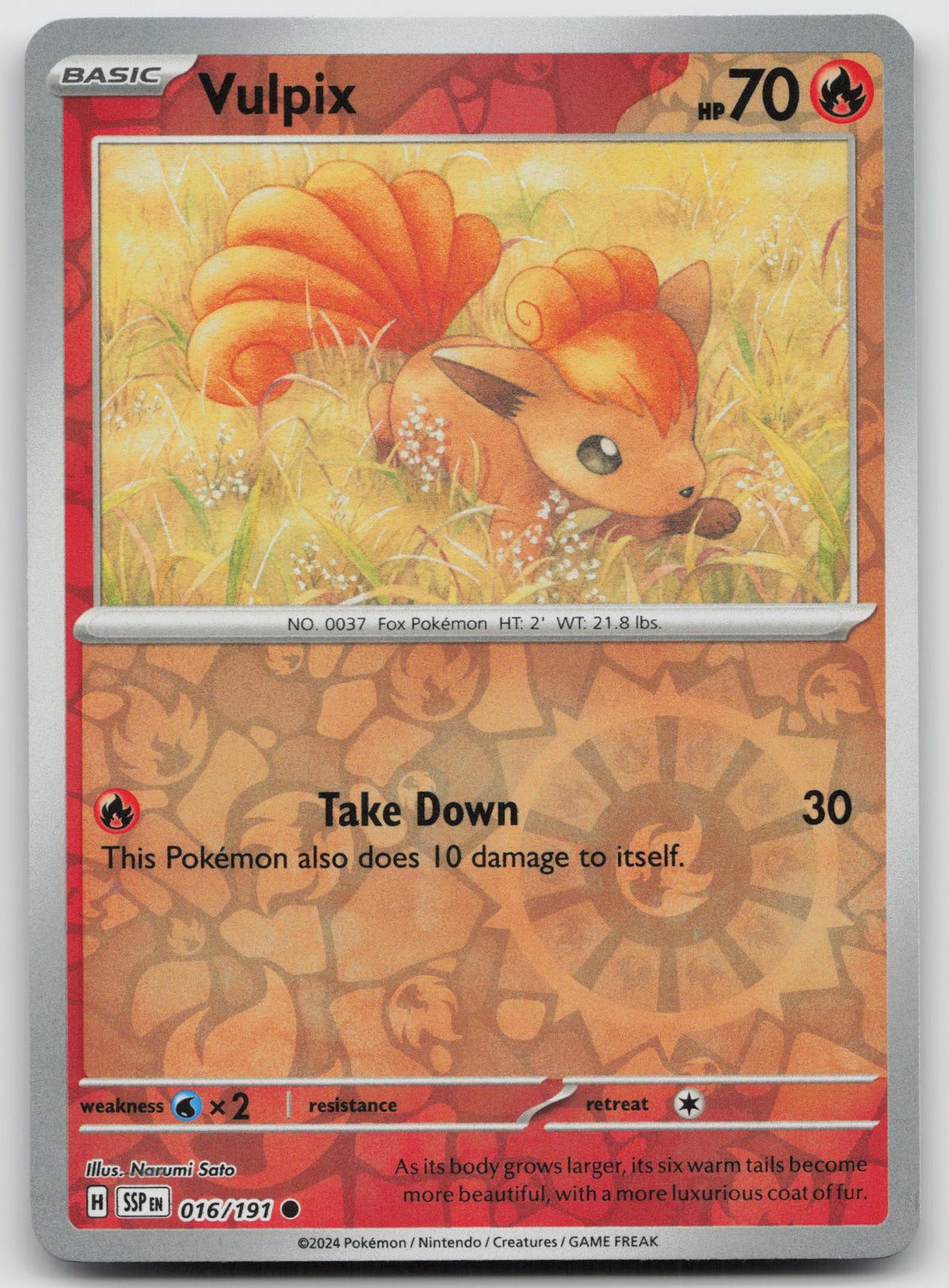 Vulpix Common Reverse Holo SV08: Surging Sparks 016/191 NM