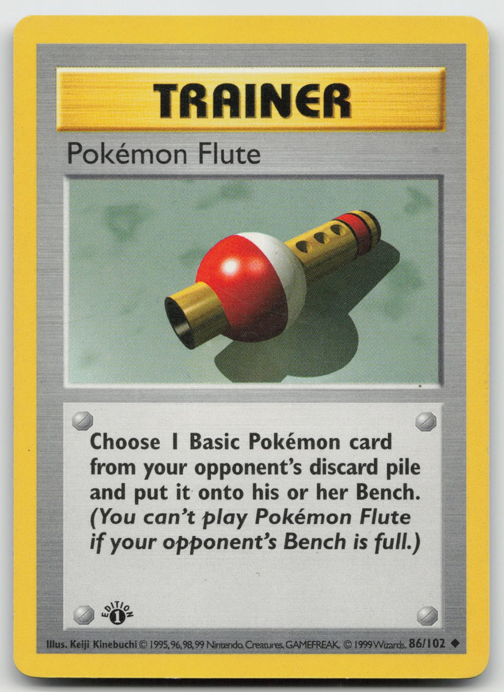 Pokemon Flute 1st Edition Uncommon Base Set (Shadowless) 86/102 LP/MP