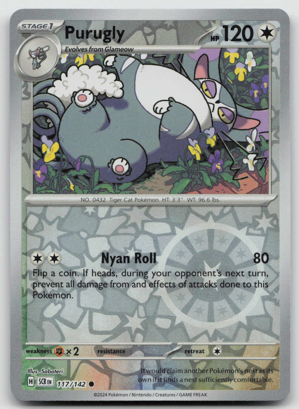 Purugly Common Reverse Holo SV07: Stellar Crown 117/142 NM
