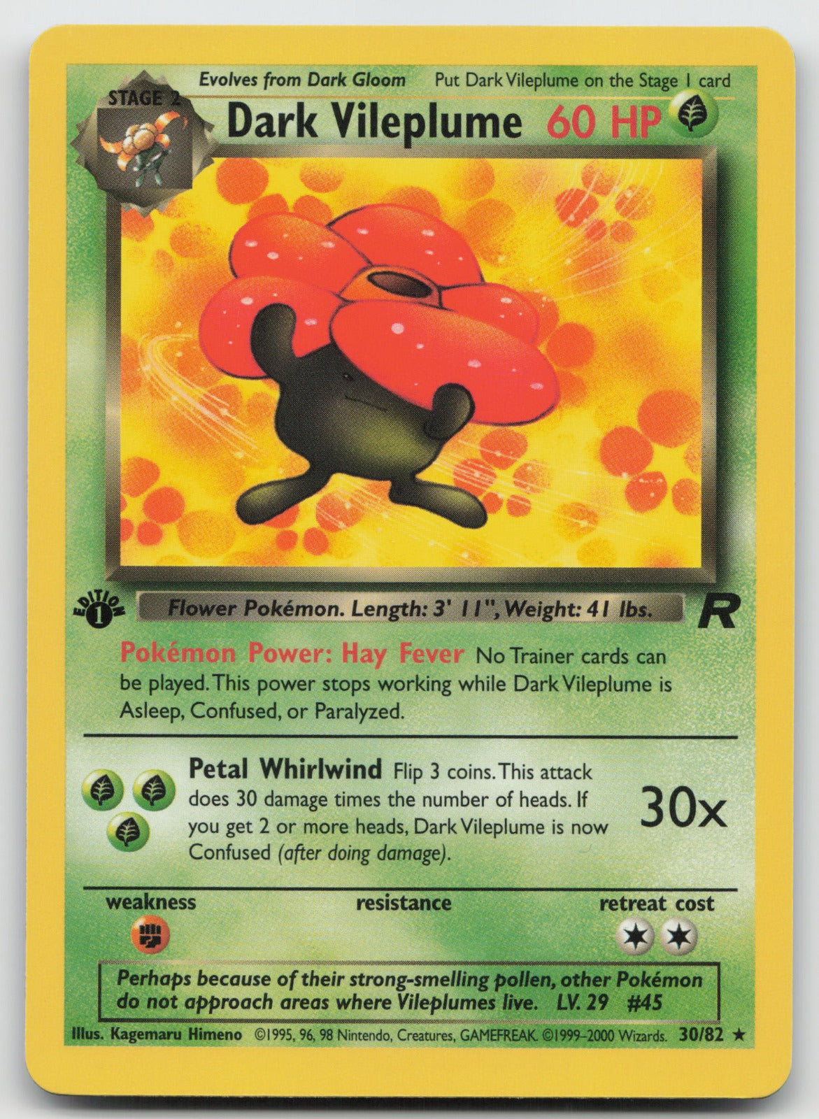 Dark Vileplume Rare 1st Edition Team Rocket 30/82 NM