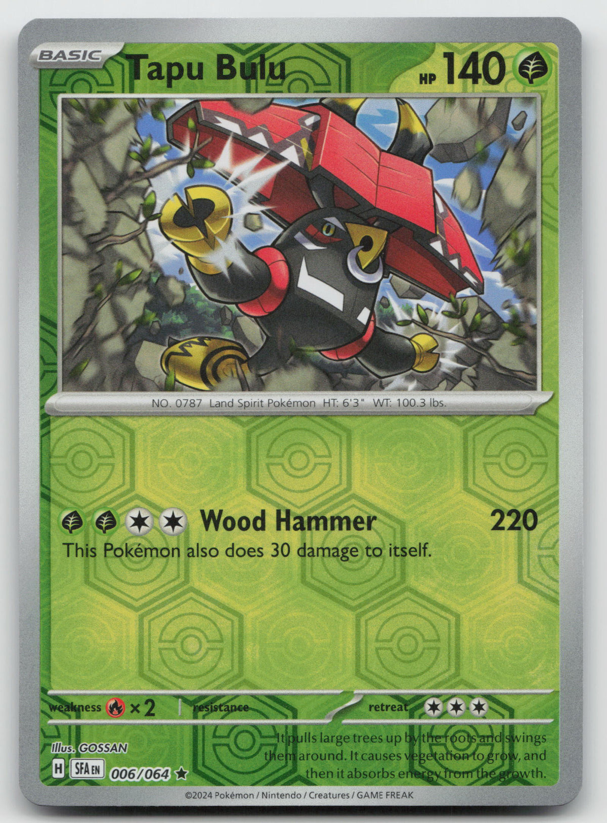 Tapu Bulu Rare Reverse Holo SV: Shrouded Fable 006/064 NM