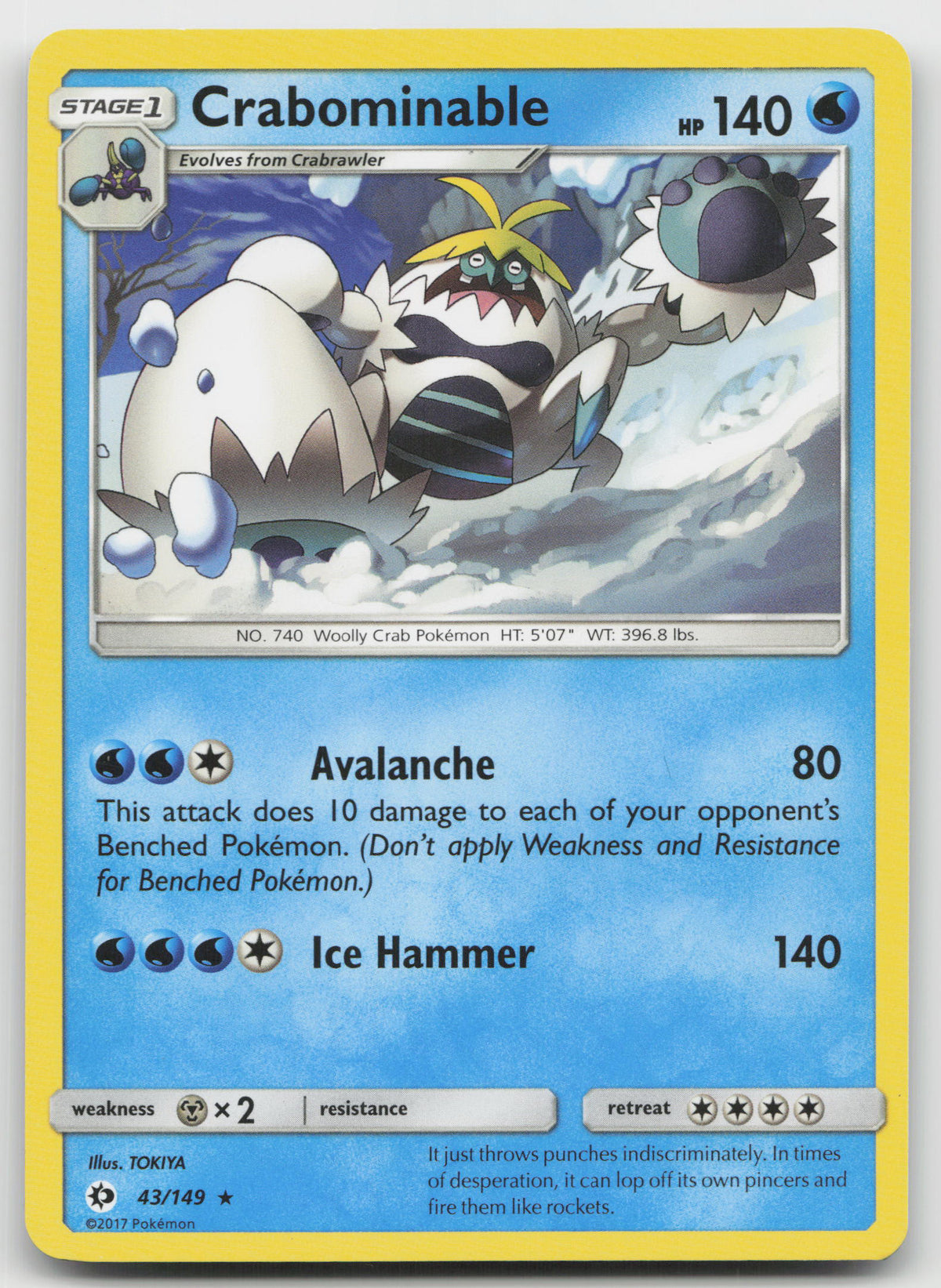 Crabominable Rare Normal SM Base Set 43/149 LP
