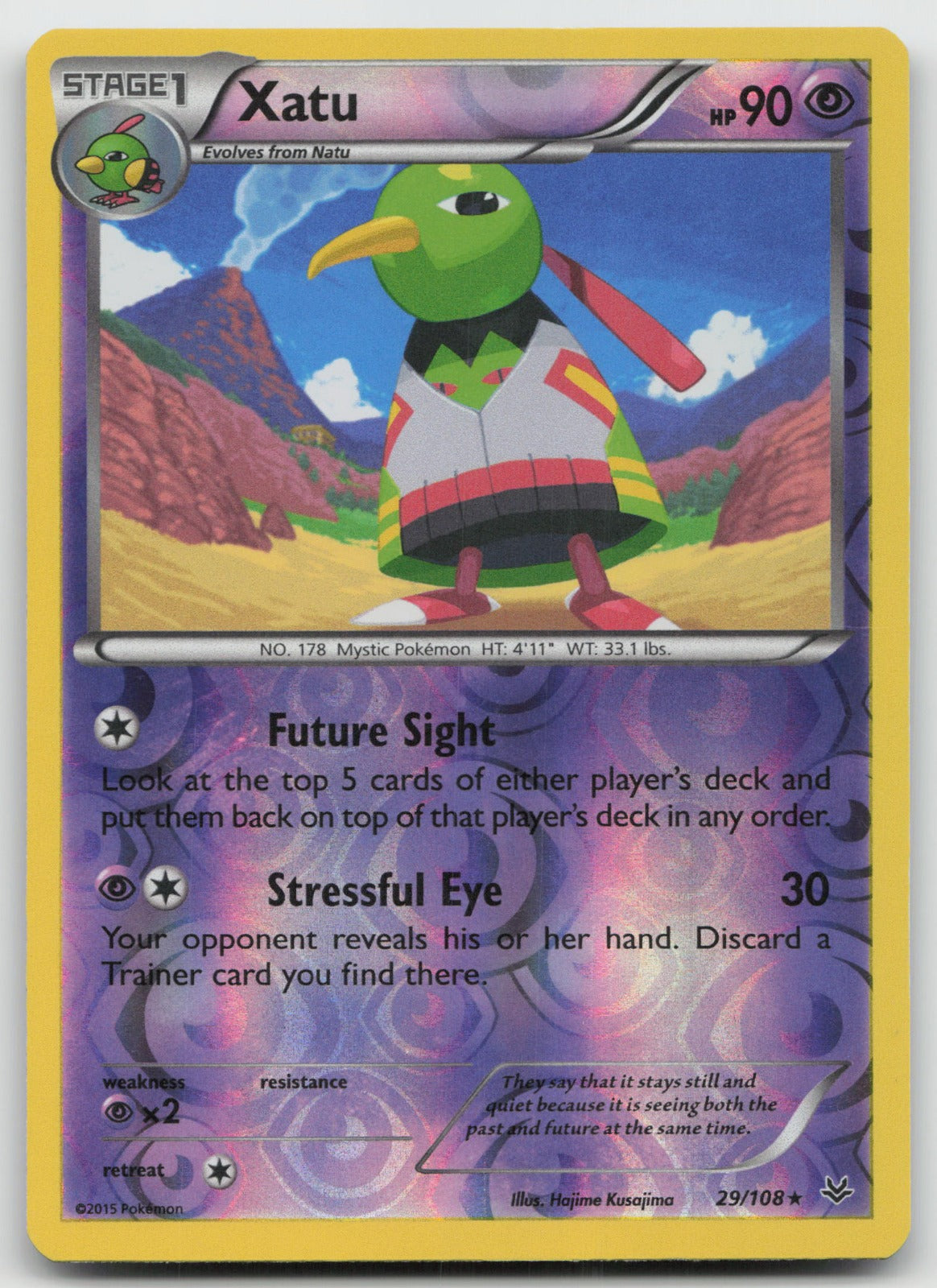 Xatu Rare Reverse Holo XY - Roaring Skies 29/108 LP