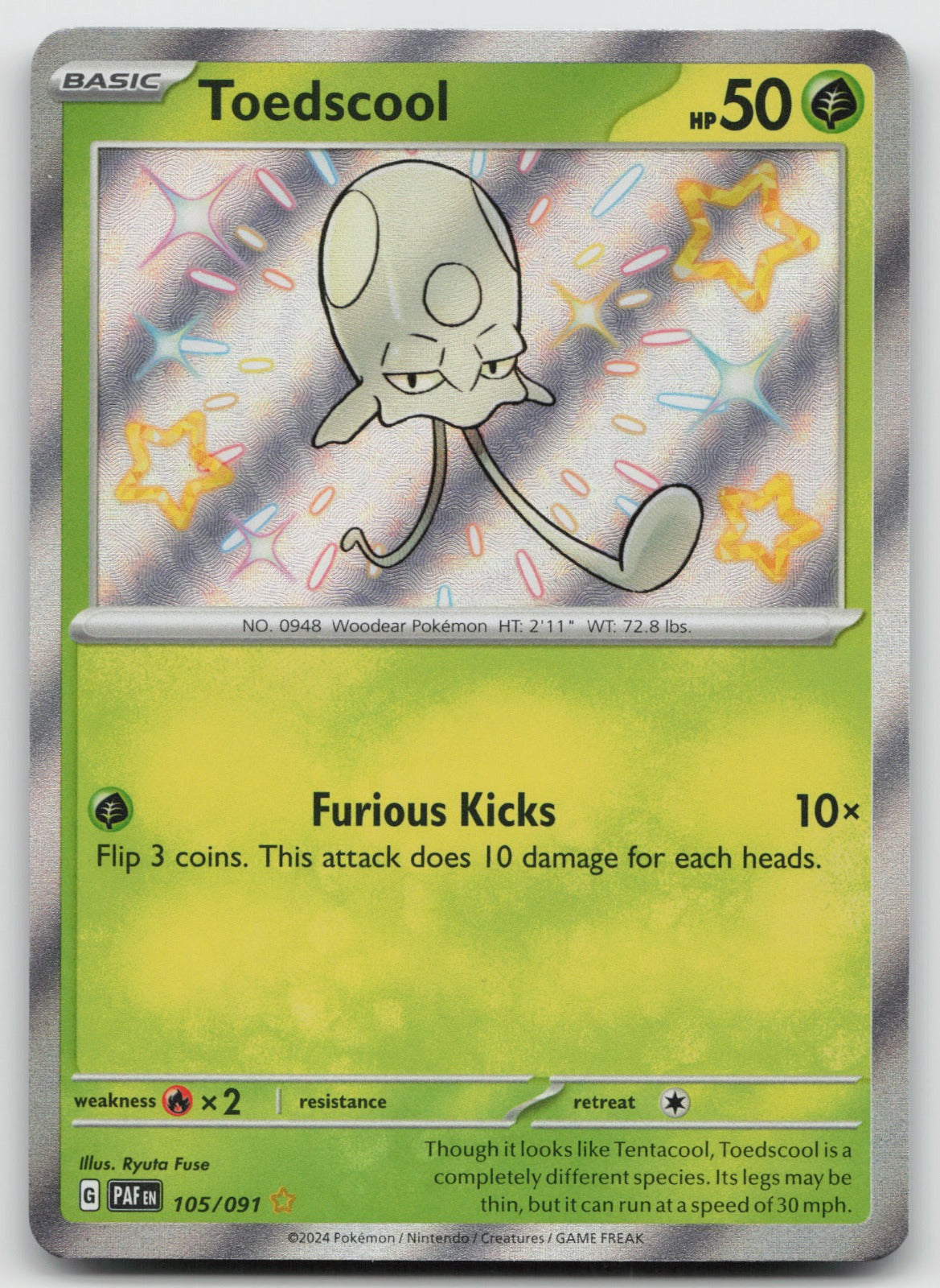 Toedscool Holo Shiny Rare SV: Paldean Fates 105/091 NM