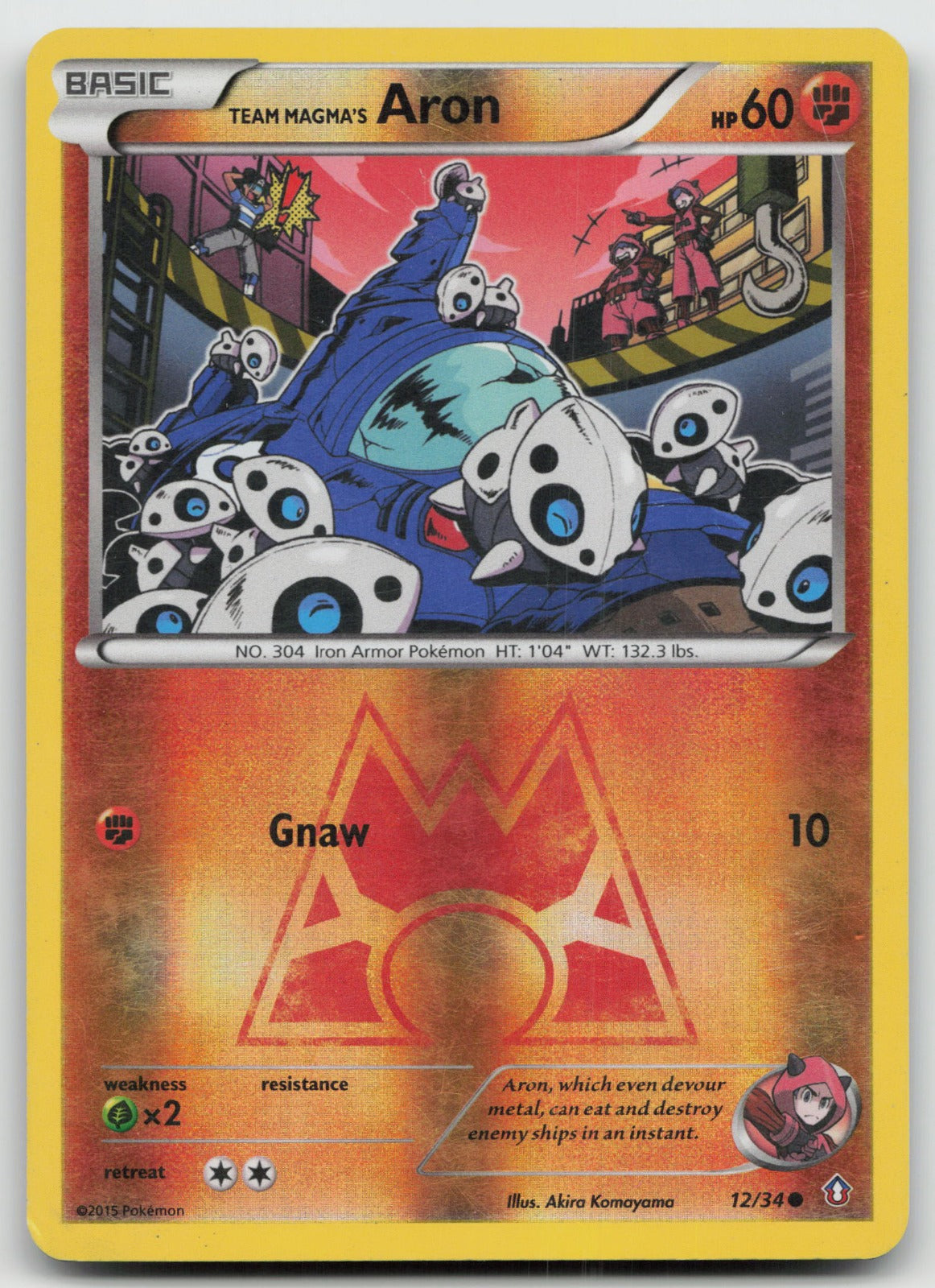Team Magma's Aron Common Reverse Holo Double Crisis 12/34 LP