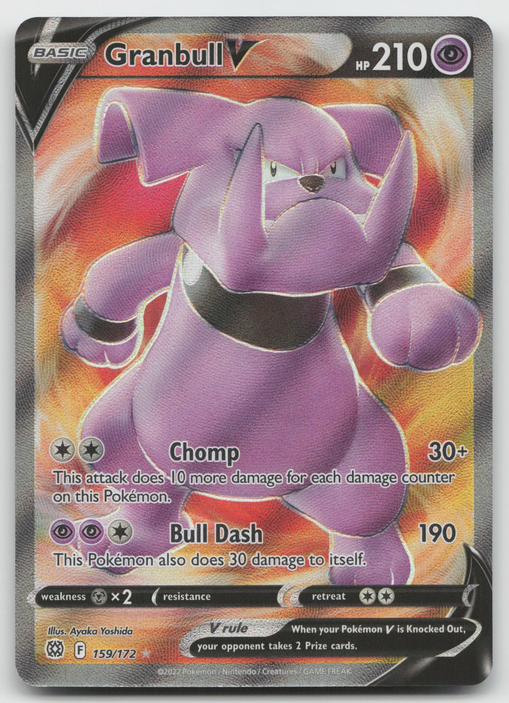Granbull V (Full Art) Ultra Rare Holo SWSH09: Brilliant Stars 159/172 NM