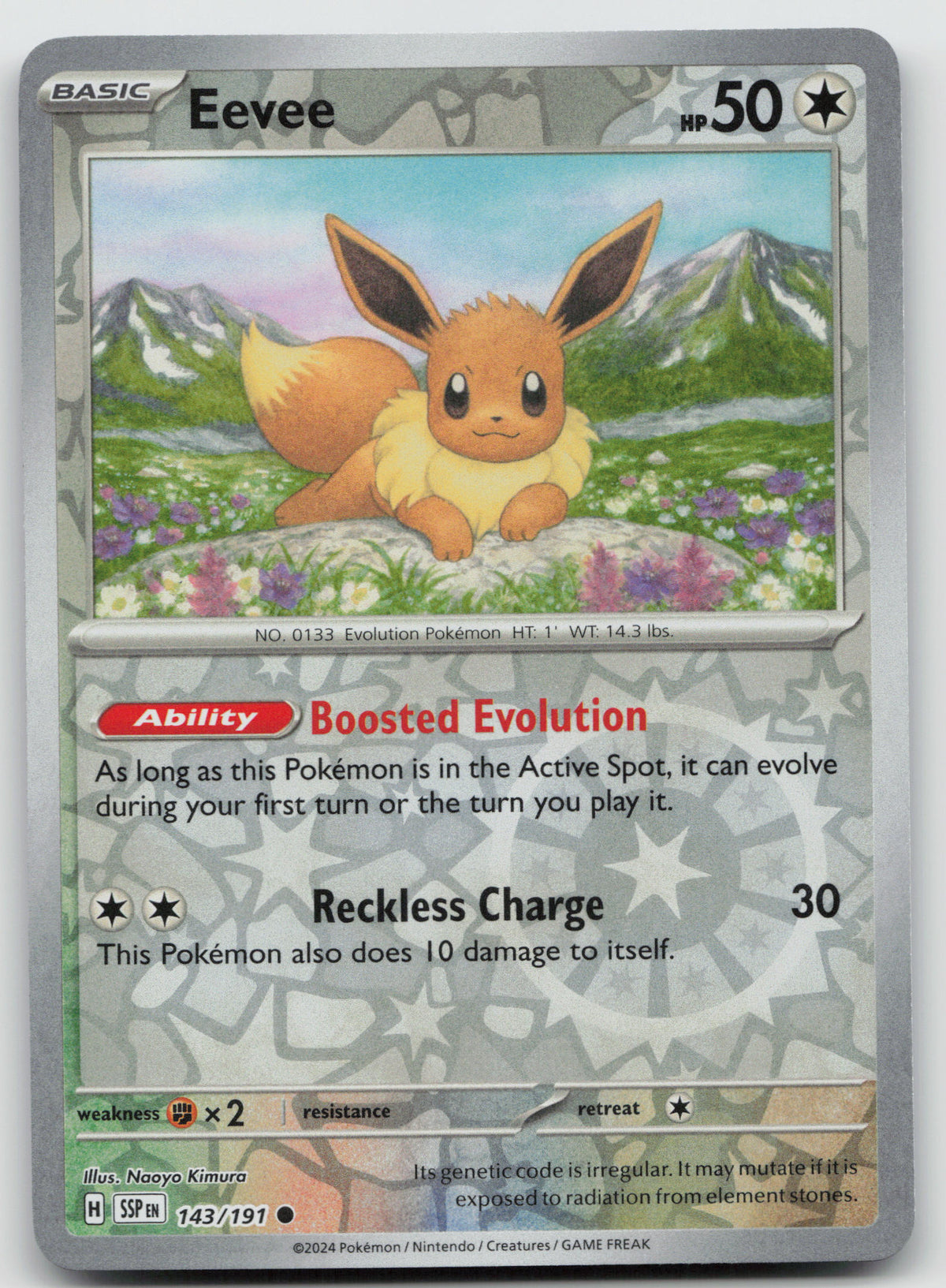 Eevee Common Reverse Holo SV08: Surging Sparks 143/191 NM