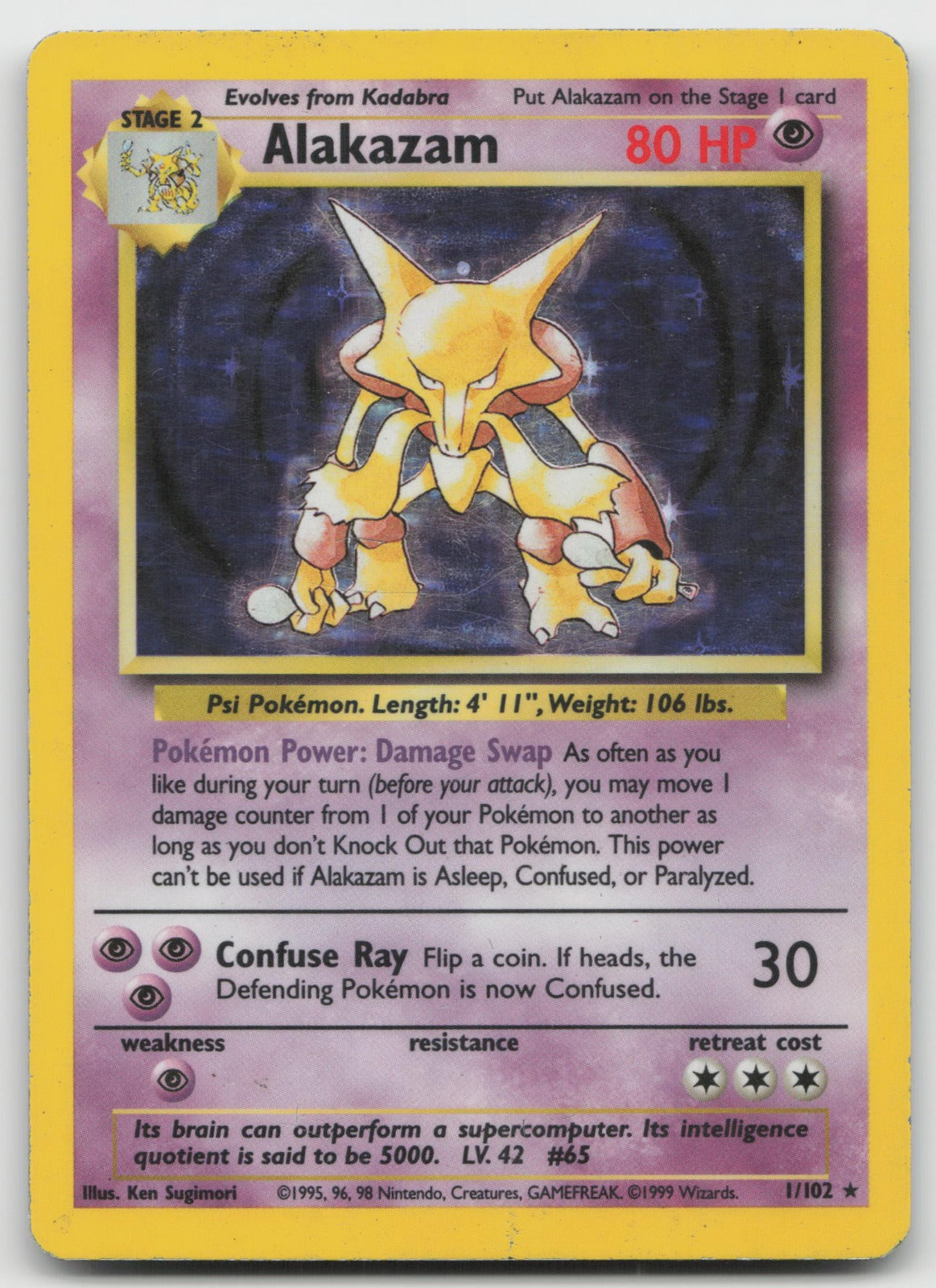 Alakazam Holo Rare Base Set 1/102 HP