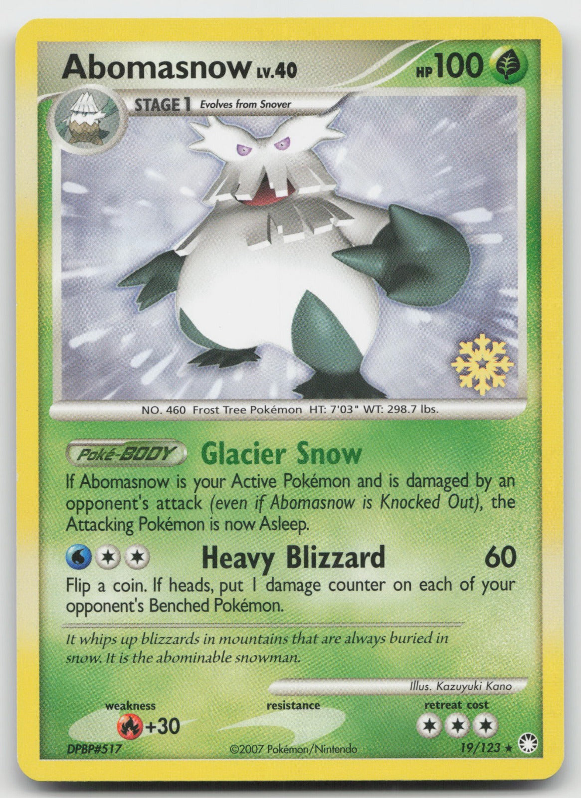 Abomasnow Countdown Calendar Diamond Pearl Mysterious Treasures Promo 19/123 VLP