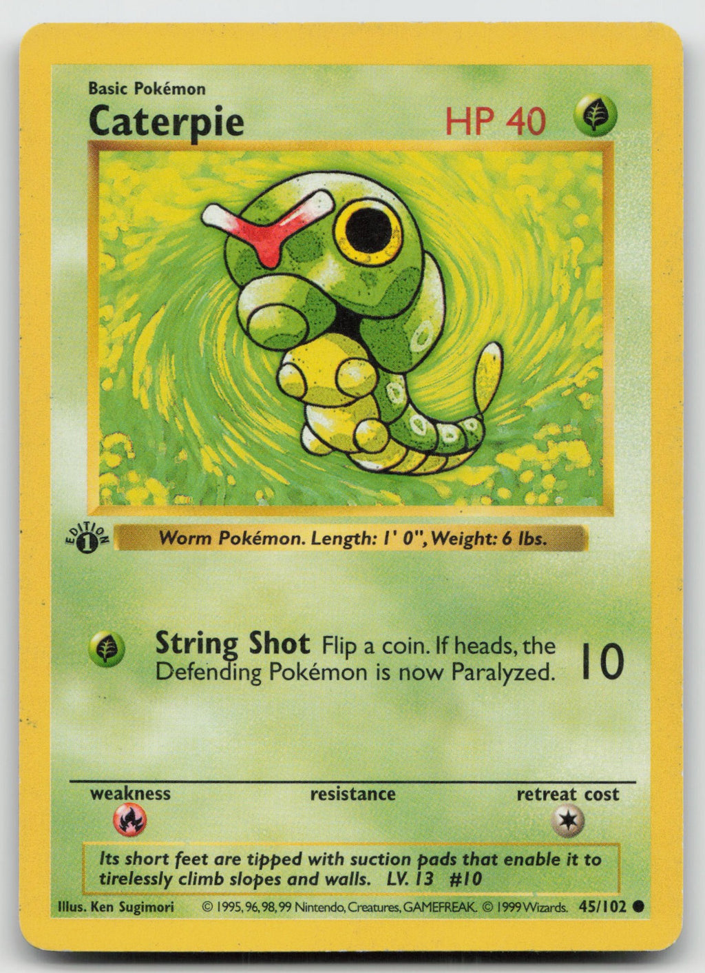 Caterpie Common 1st Edition Base Set (Shadowless) 45/102 MP