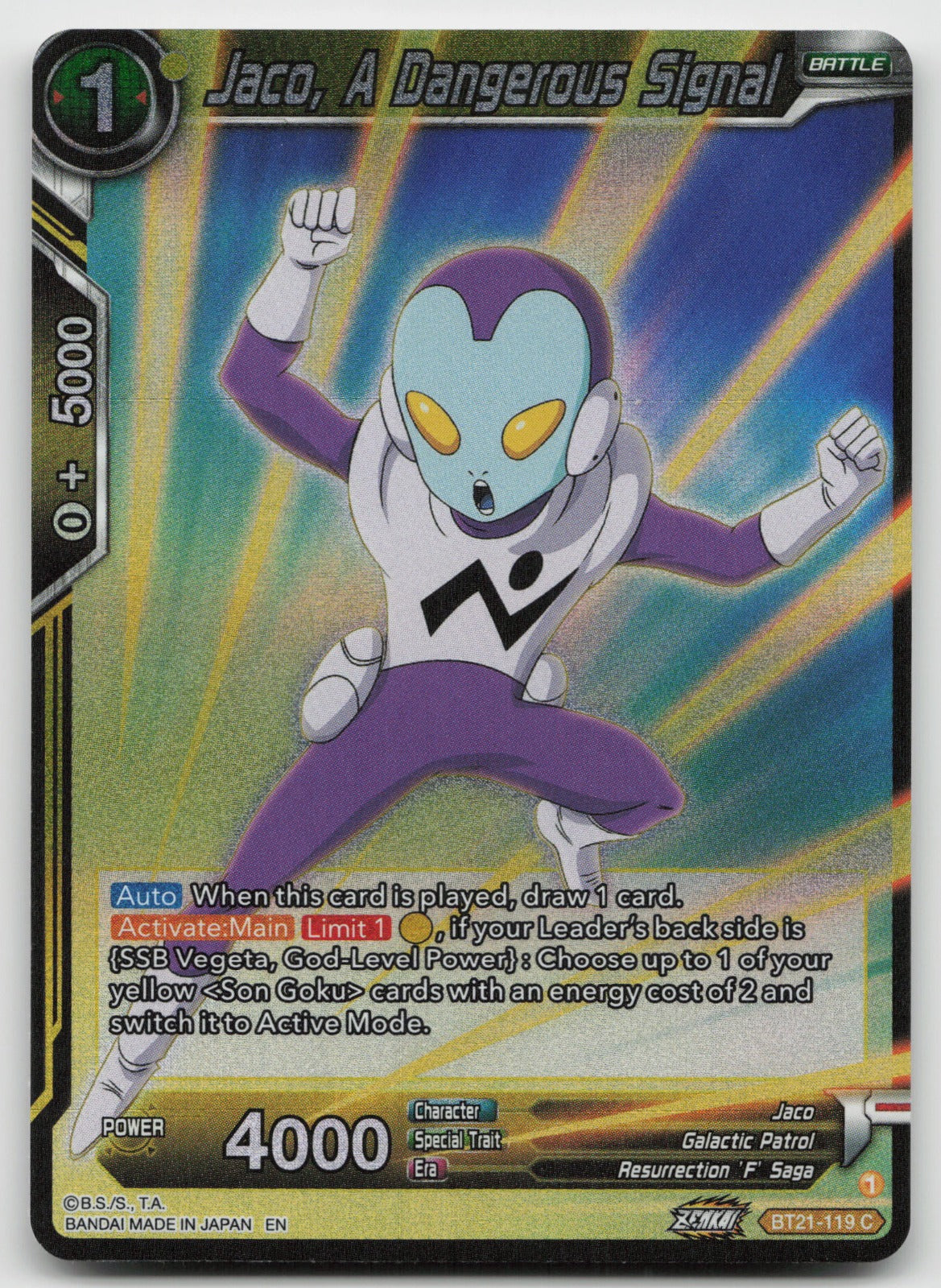 Jaco, A Dangerous Signal Common Foil Wild Resurgence BT21-119 NM