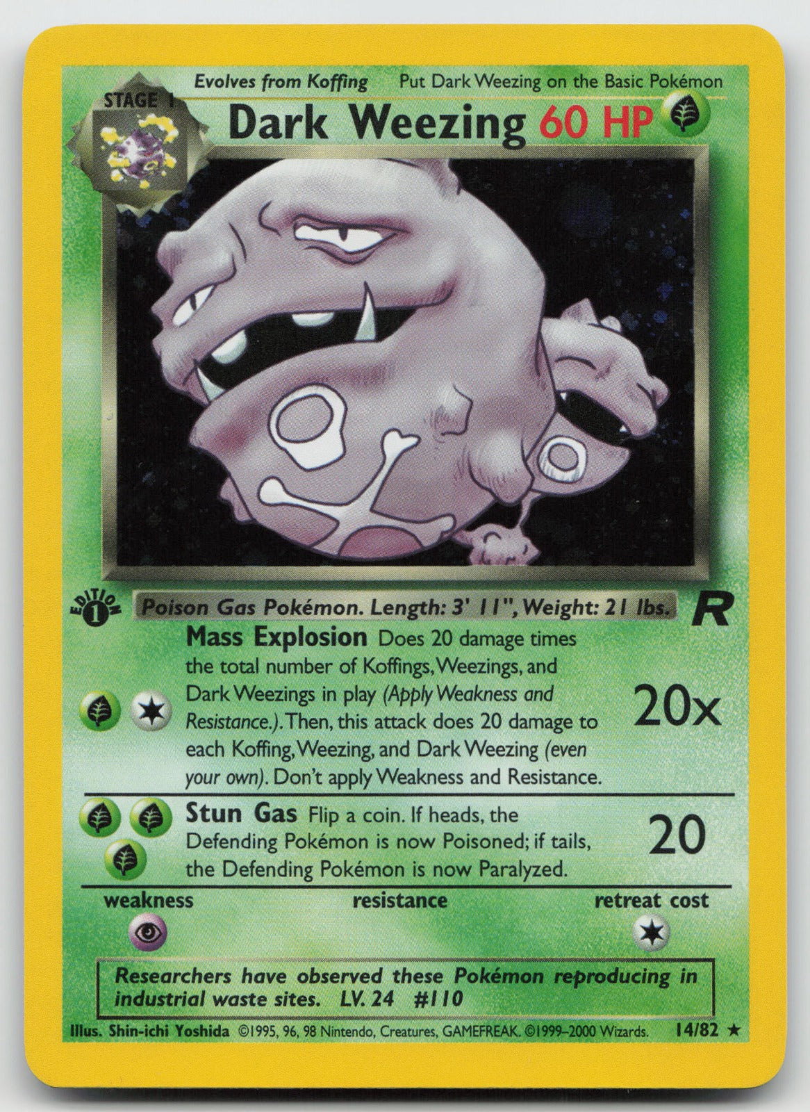 Dark Weezing Holo Rare 1st Edition Team Rocket 14/82 LP