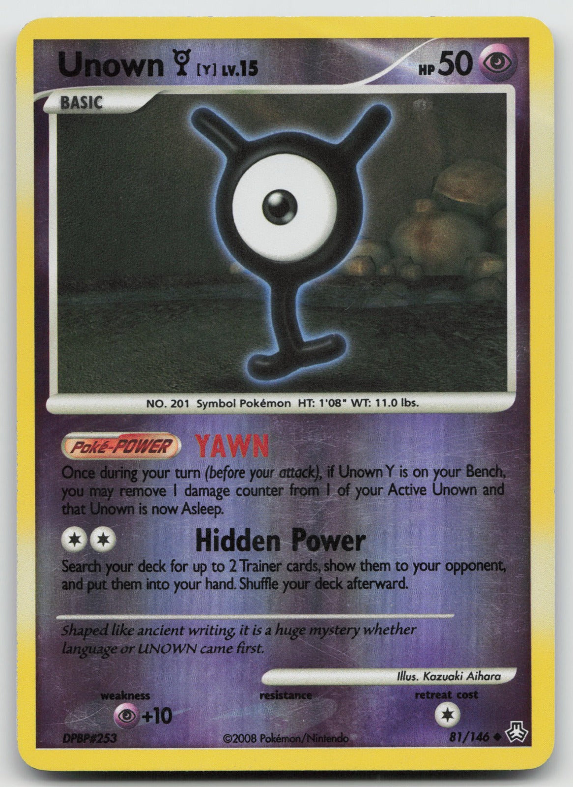 Unown (Y) Uncommon Reverse Holo Legends Awakened 81/146 DMG