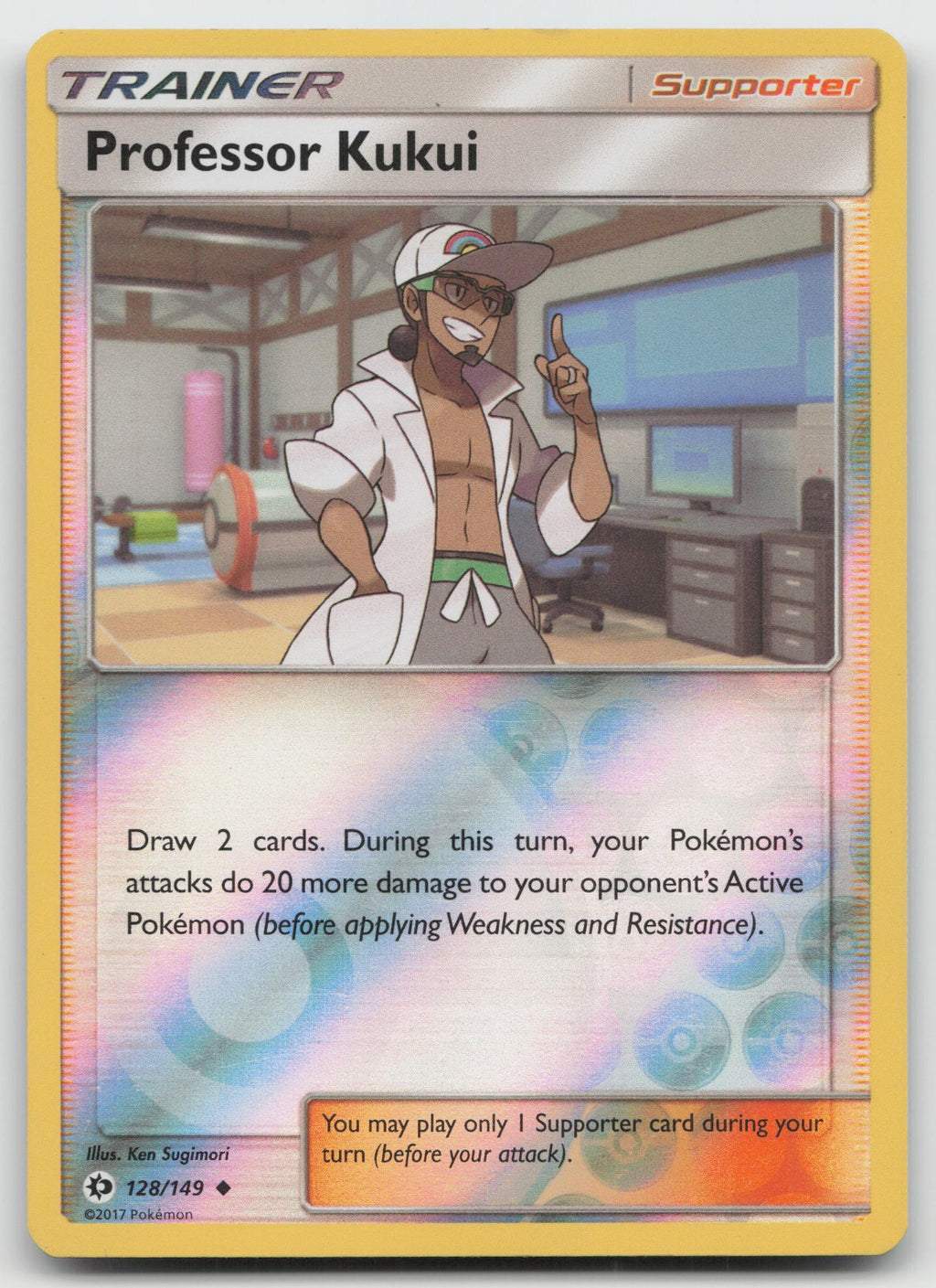 Professor Kukui Reverse Holo Uncommon SM Base Set 128/149 LP