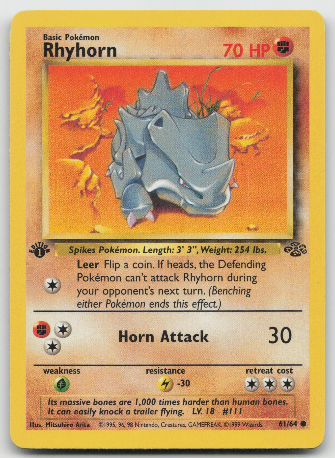 Rhyhorn Common 1st Edition Jungle 61/64 LP