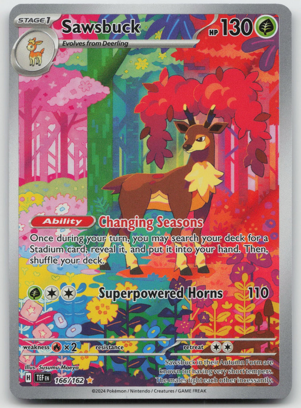 Sawsbuck Illustration Rare Holo SV05: Temporal Forces 166/162 NM