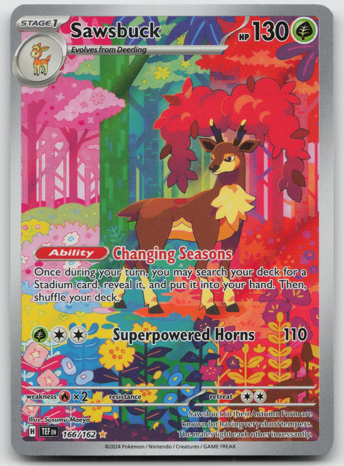 Sawsbuck Illustration Rare Holo SV05: Temporal Forces 166/162 NM