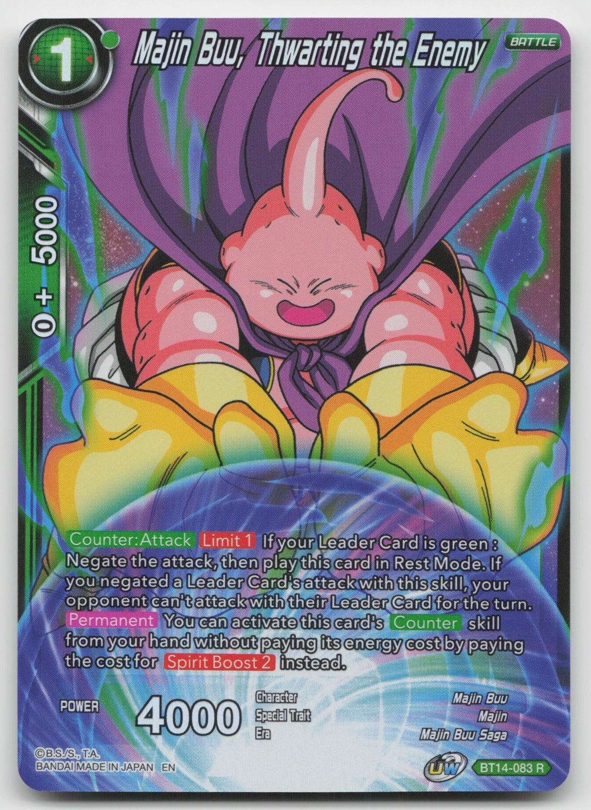 Majin Buu, Thwarting the Enemy Rare Foil Cross Spirits BT14-083 NM