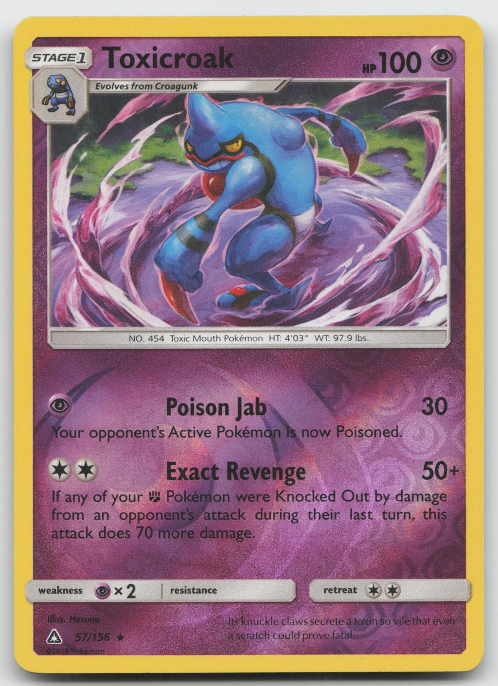 Toxicroak Reverse Holo Rare SM - Ultra Prism 57/156 NM