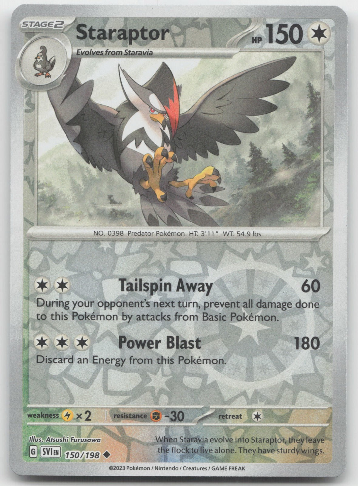Staraptor Reverse Holo Uncommon SV01: Scarlet & Violet Base Set 150/198 NM