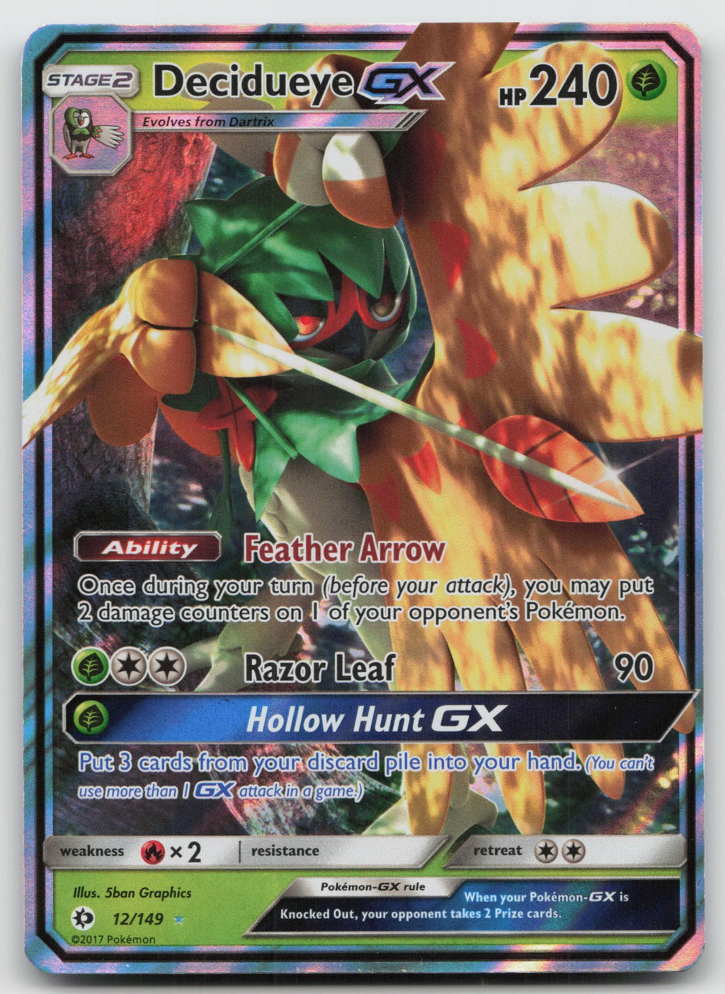 Decidueye GX Holo Ultra Rare SM Base Set 12/149 NM