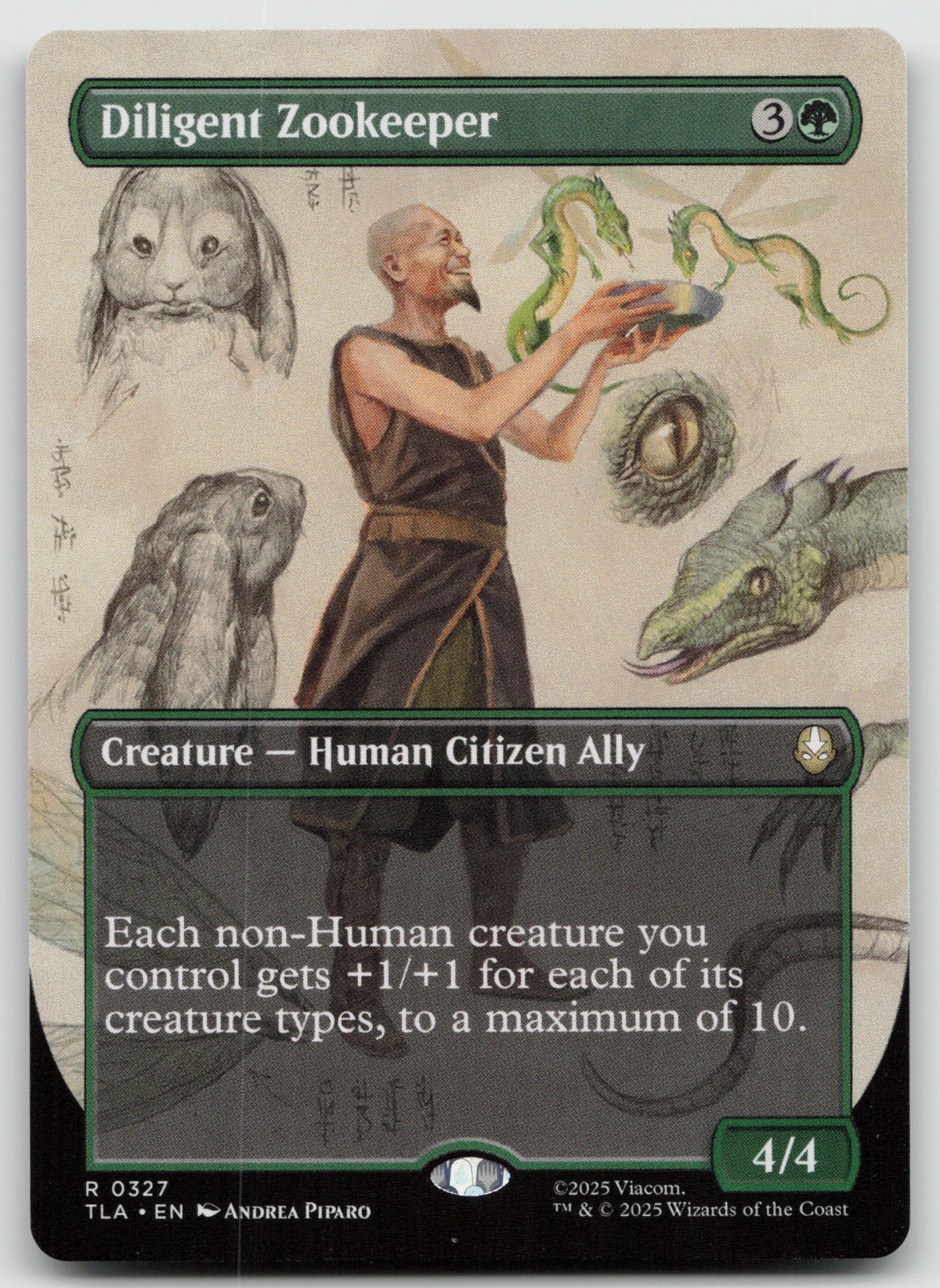 Diligent Zookeeper (Borderless) R Normal Avatar: The Last Airbender 327 NM