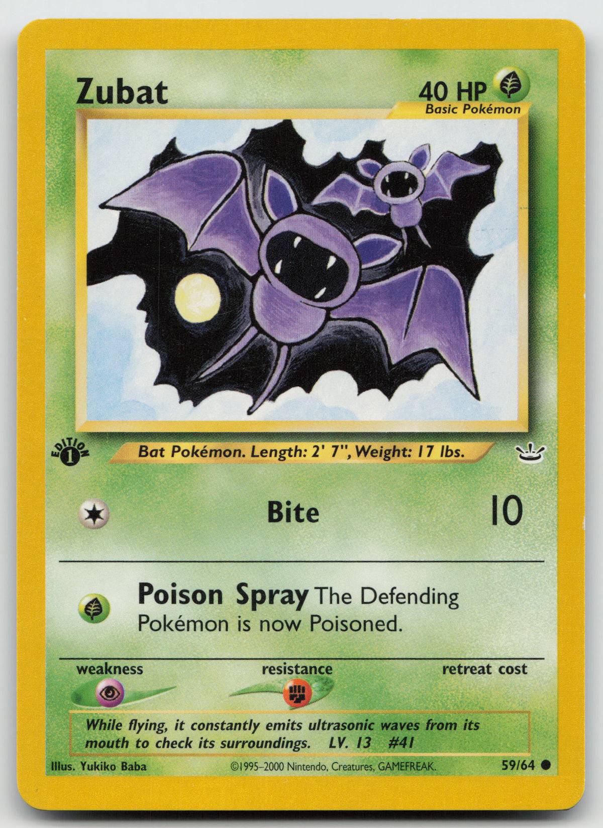 Zubat Common 1st Edition Neo Revelation 59/64 VLP
